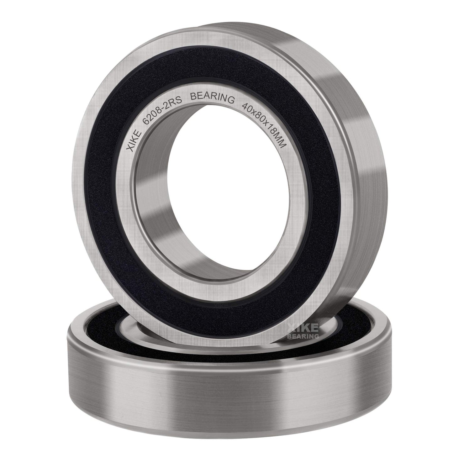 XiKe 2pcs 6208-2RS Ball Bearings 40x80x18mm Chrome Steel with Double Rubber Seals, Pre-Lubricated, 6208RS Deep Groove Ball Bearings with Covers.