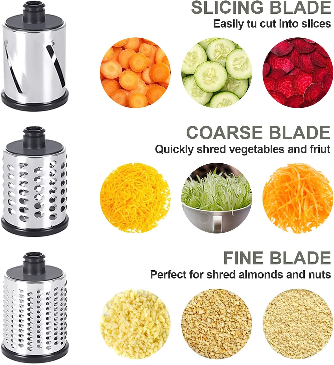 COFUN Vegetable Cutter & Meat Grinder for Kitchenaid Attachment Set, Includes Meat Grinder with 4 Grinding Plates, 3 Sausage Stuffing Tubes, and 3 Pcs Stainless Steel Shredder for Kitchenaid Attachment.