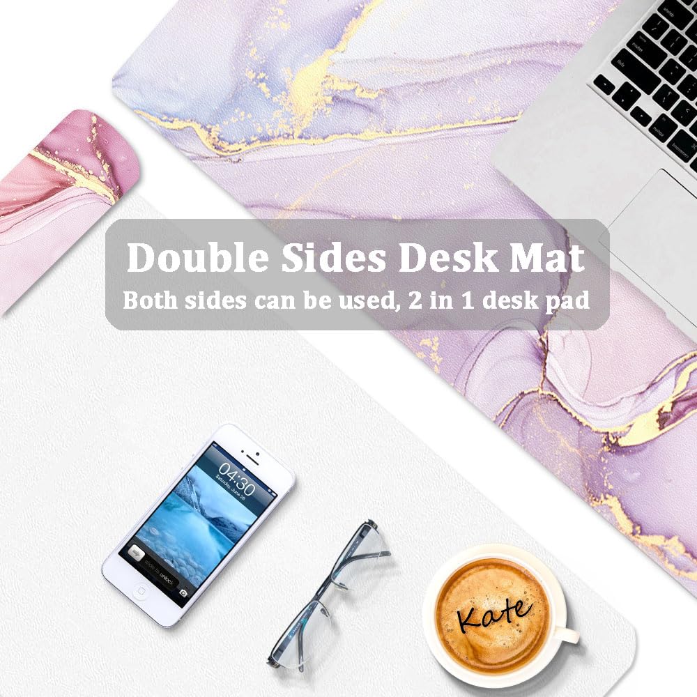 EPriakotu desk pad, 90 x 40cm PU leather desk mat, waterproof desk blotter protection office desk mat computer laptop keyboard mat for office home