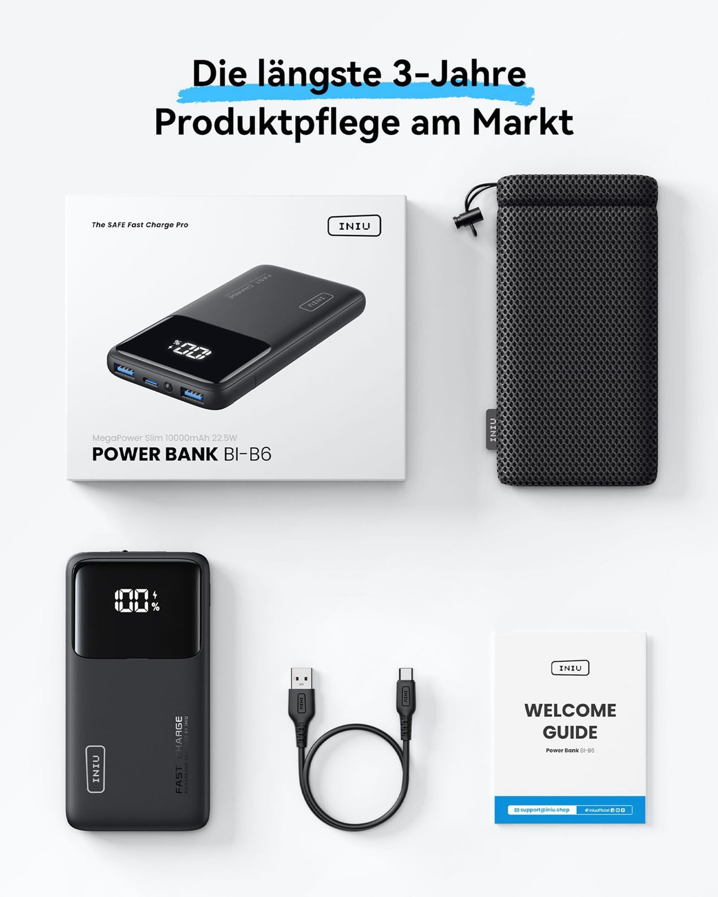 INIU Power Bank, Slimmest Fast Charging Powerbank small but powerful 10000mAh USB C Input & Output, PD3.0 QC4.0 External Mobile Batteries 22.5W, compatible with iPhone 16 15 14 13 12 Pro Max Samsung S21 iPad