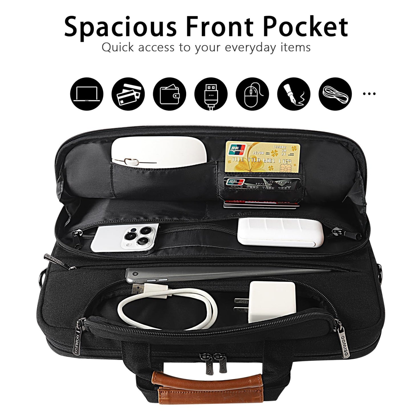 DOMISO 17 inch Laptop Bag Waterproof Laptop Case Shoulder Bag for Men Business for 17-17.3" Notebook/Dell/Lenovo/Acer/HP/MSI/ASUS, Black