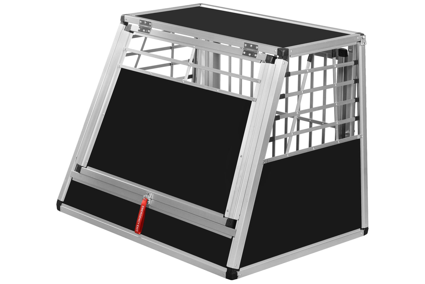 Alpuna dog crate N37 > 70x99x75.5cm with emergency exit, silver, transport box for dogs, dimensions: 70 x 99 x 75.5 cm.