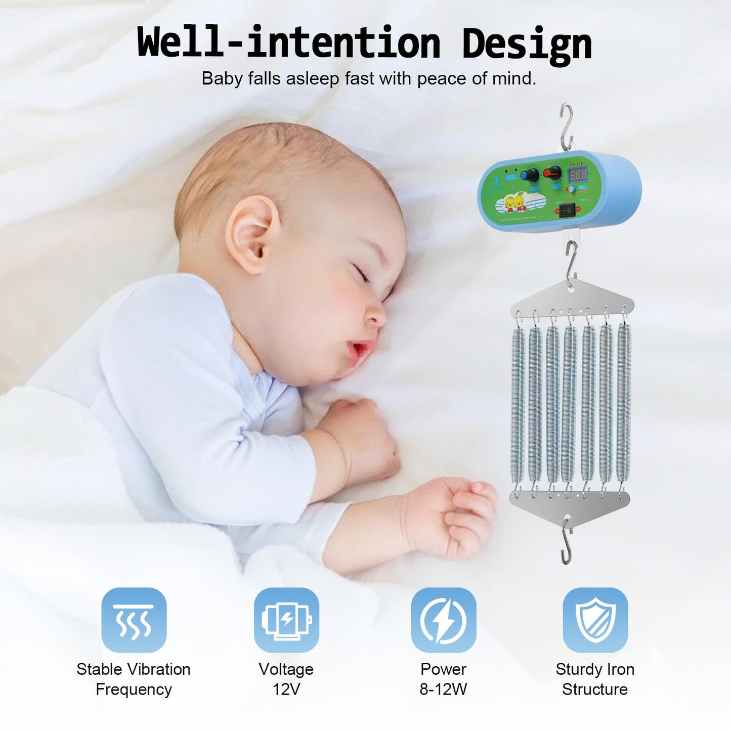 TESUGN Hanging electric cradle controller, noiseless adjustable electric baby swing baby rocker controller with 7 pieces spring up to 21 kg for the baby spring cradle and baby hammock