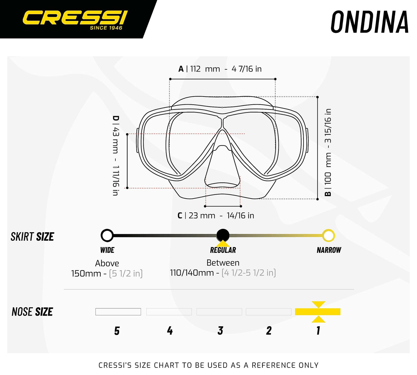 Cressi Junior Set Ondina - Dive Mask for Kids 7-13 years + Snorkel. Pool anti-fog, scratch-resistant, and anti-fog. Adjustable snorkel mask for kids with UV protection. Yellow mask.