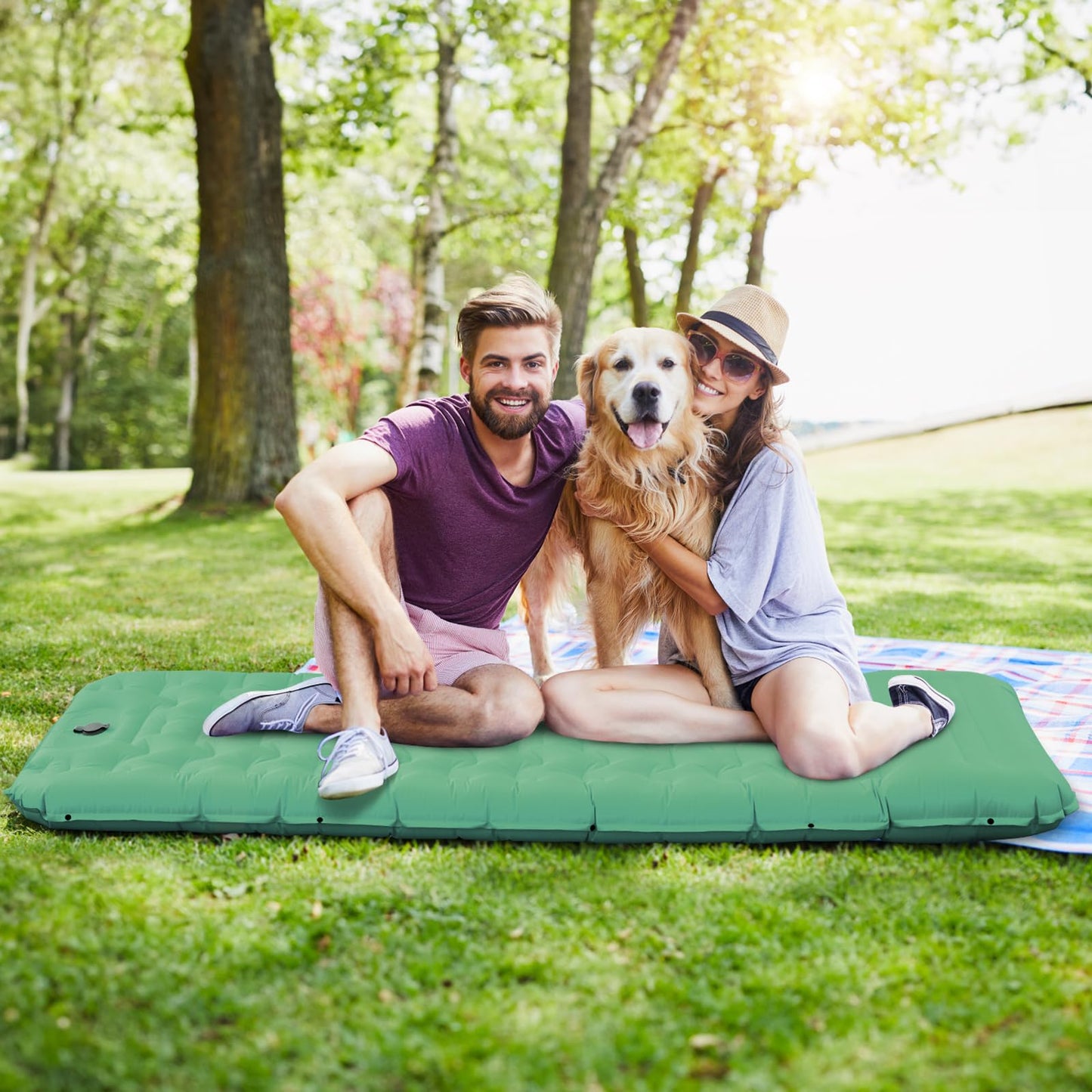 FTSMTK Self-Inflating Sleeping Pad with Foot Press Pump, 12cm Thick Camping Mat, Lightweight Air Mattress, Compact, Inflatable Camping Mat for Outdoor Camping.