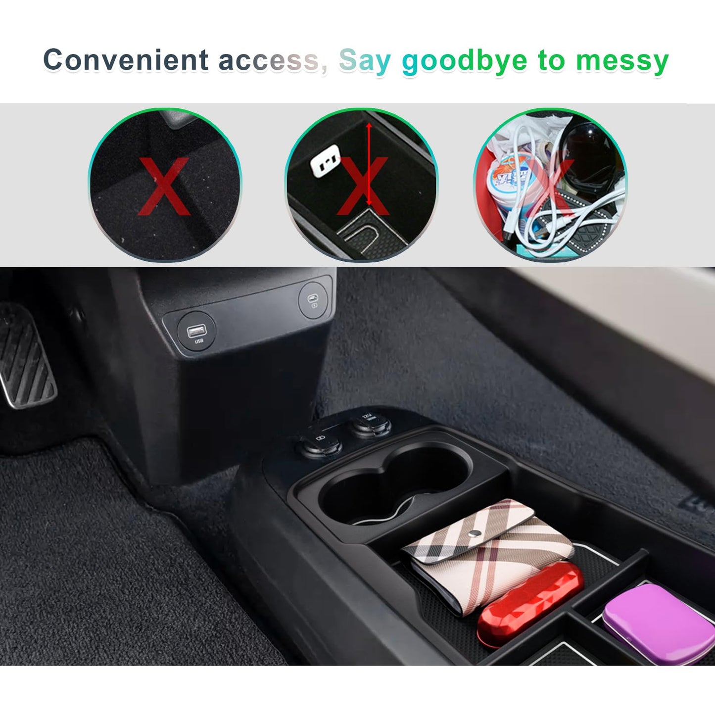 GAFAT Ki-a EV6 2021-2024 2025 Center Console Storage Box, EV6 2023 Organizer Tray Glovebox Below Center Console, Compatible with Kia EV6 Accessories (White)