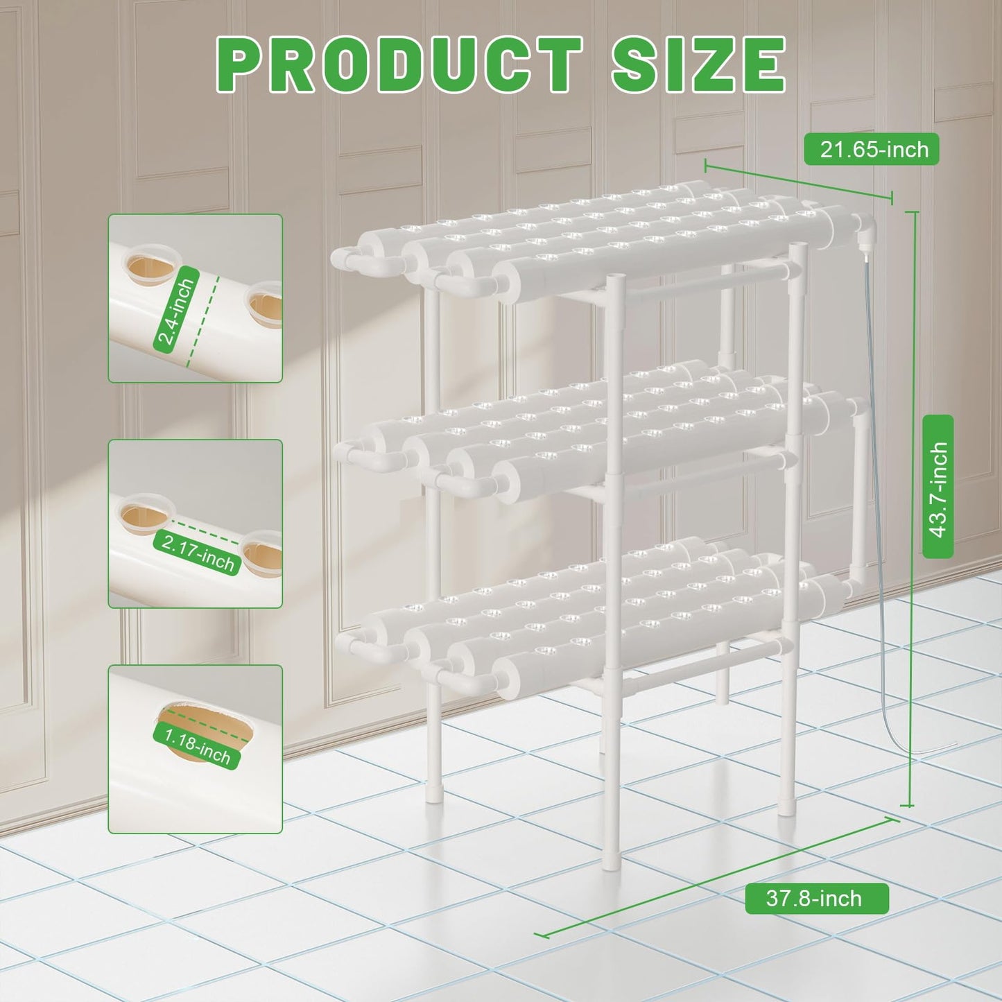 LENJKYYO Hydroponic Grow Kit Hydroponic System with PVC Pipe 3 Layer Professional 108 Sites for Hydroponic Growing Systems 12 Hydroponic Soilless Planting Systems Smart Garden for Home, Kitchen