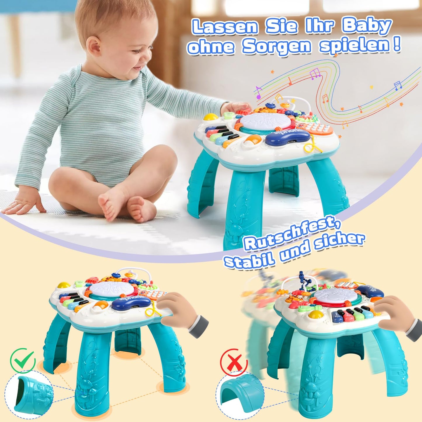 Toy From 1 Year - Baby Toy 6 in 1 Play Table Children's Toy from 1 2 Years 9 Months Easter Gifts Easter Gifts from 1 Year Children Girls Boys Game Baby DJ Console Musical Toy