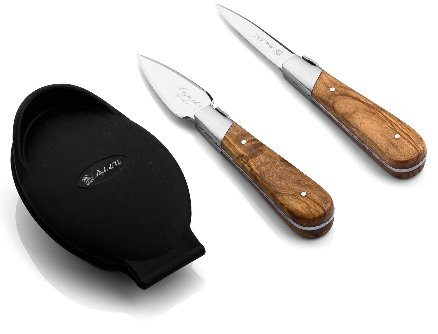Laguiole Style de Vie Luxury Line, Oyster Knife Gift Set, 2 pieces, Olive Wood