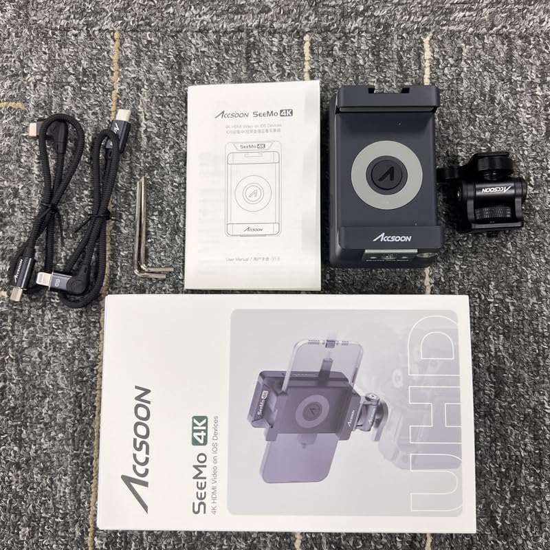 Accsoon SeeMo 4K Video Transmitter Monitoring Adapter streams 4K HDMI video to iOS devices like iPad/iPhone/cameras for monitoring/recording/live streaming. (Black)