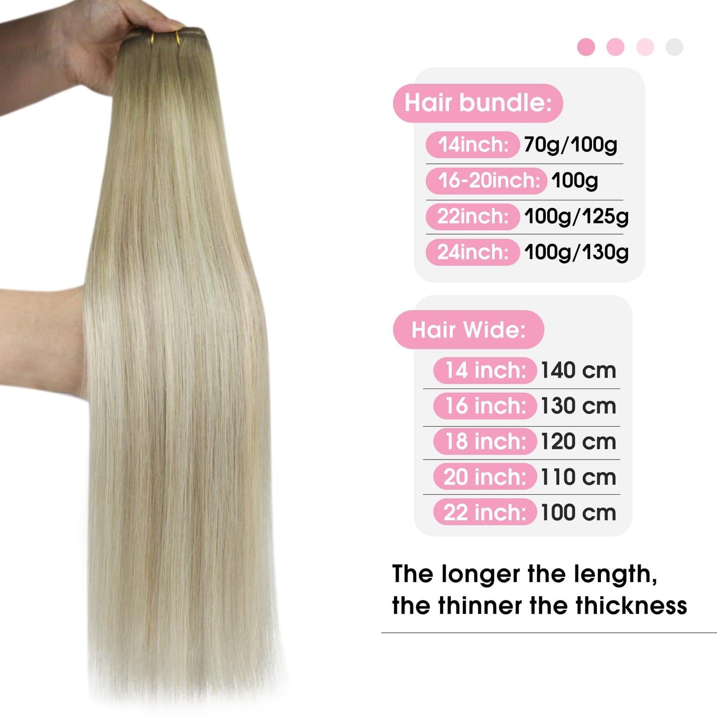 YoungSee blonde 45cm real hair weft for sewing in ash blonde ombre blond hair extensions double weft weave extensions for women 100g #SUN