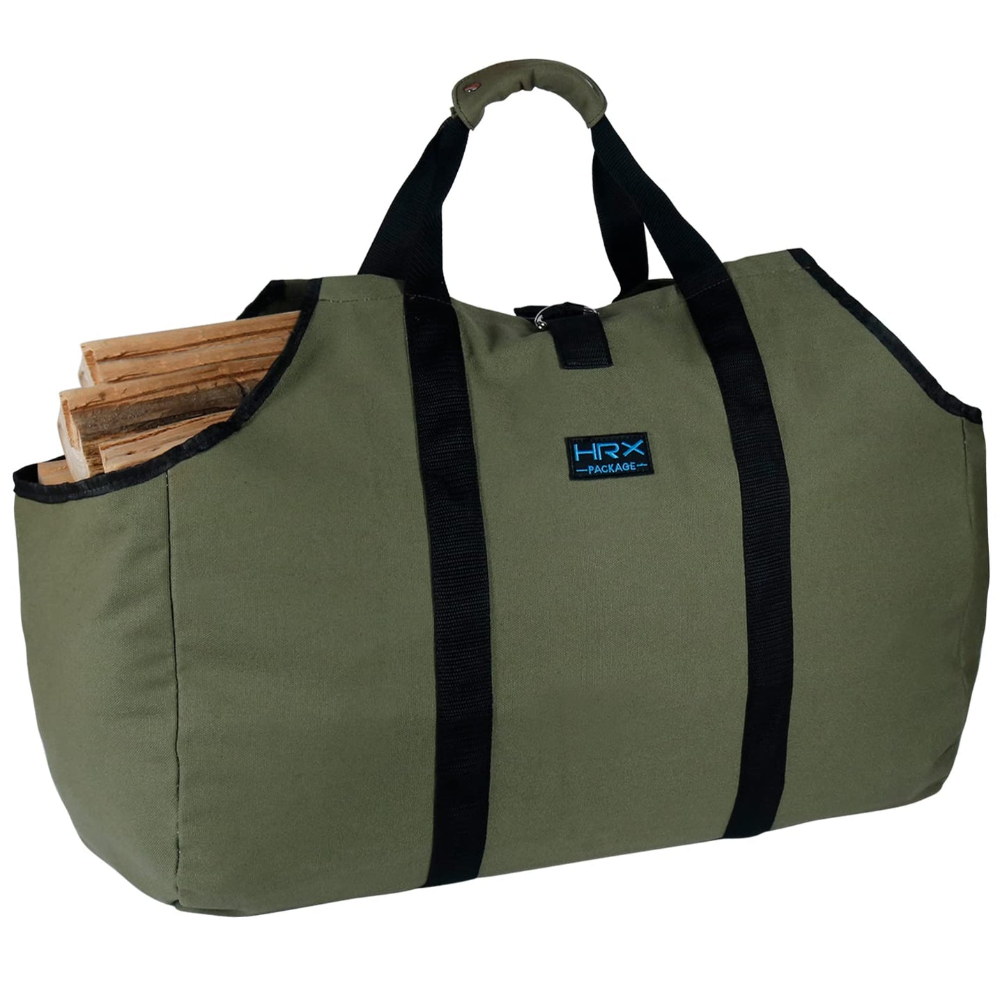 Extra Large Firewood Bag, Waterproof Durable Canvas Wood Basket for Fireplace Wood Bag Carry Bag with Handle for Indoor, Outdoor, Camping (35.5 x 17 inches)
