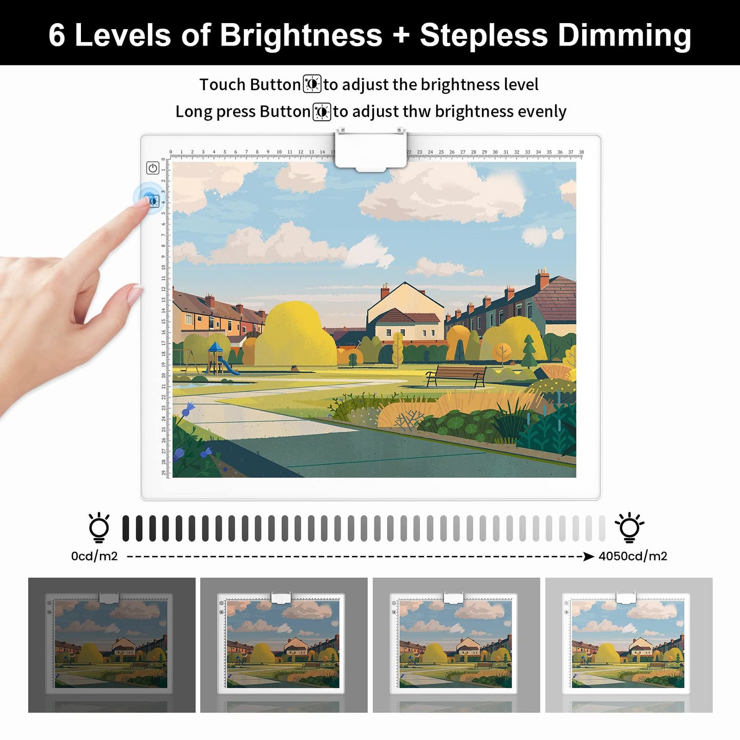 QENSPE A3 Wireless Light Table, LED Light Pad Light Box for Kids with Battery, 3 Color Modes and 6 Brightness Levels, Fully Dimmable, Lightbox with Stand and Magnetic Clip, Diamond Painting Accessories.