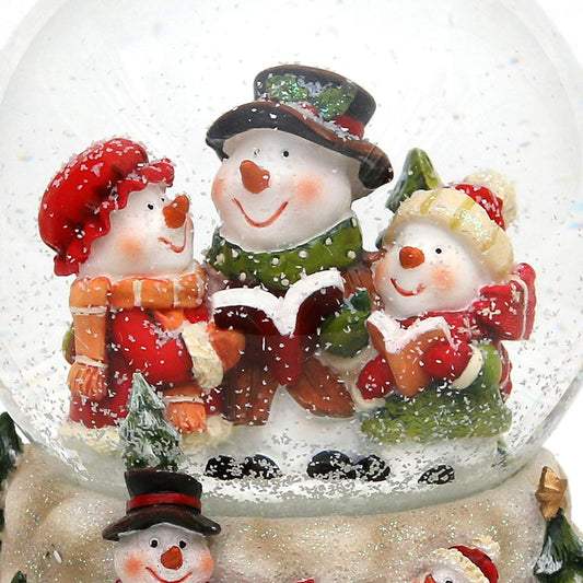 Snow globe, snowman trio, with music box, melody: O Holy Night, dimensions: 13.5 x 12 x 14.5 cm, ball diameter 10 cm.