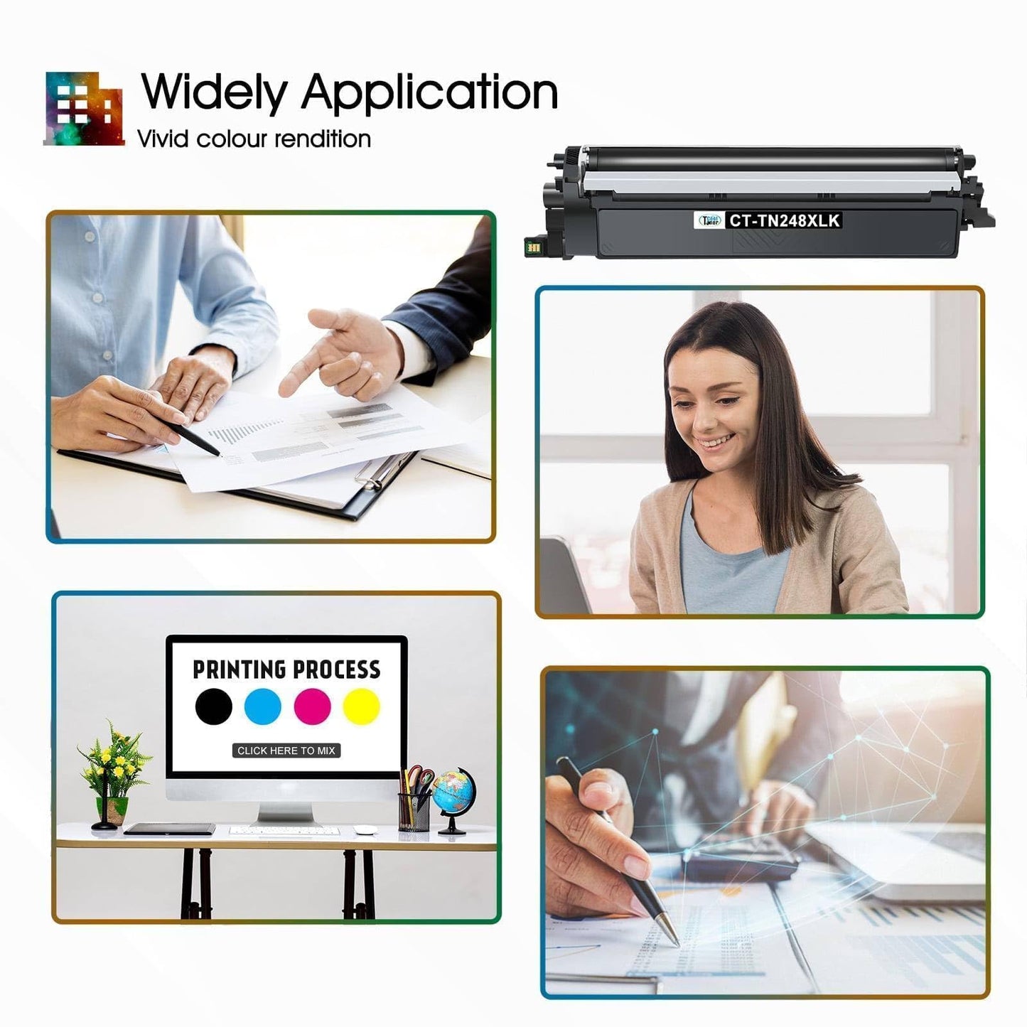 TN248 MFC-L3760CDW TN248XL TN-248XL Toner: Compatible for MFC-L3740CDW MFC-L3740CDWE TN-248 Brother DCP-L3560CDW 248 248XL DCP-L3520CDW DCP-L3520CDWE MFC-L8390CDW HL-L3240CDW HL-L3220CWE TN-248CMYK