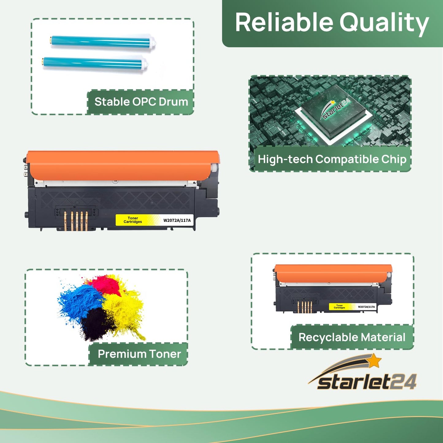 Starlet24 1x 117A Yellow Toner Compatible for HP 117A Yellow Toner Set as a replacement for Color Laser MFP 178nwg 179fwg 179fnw 150nw 150a 178nw, W2072A