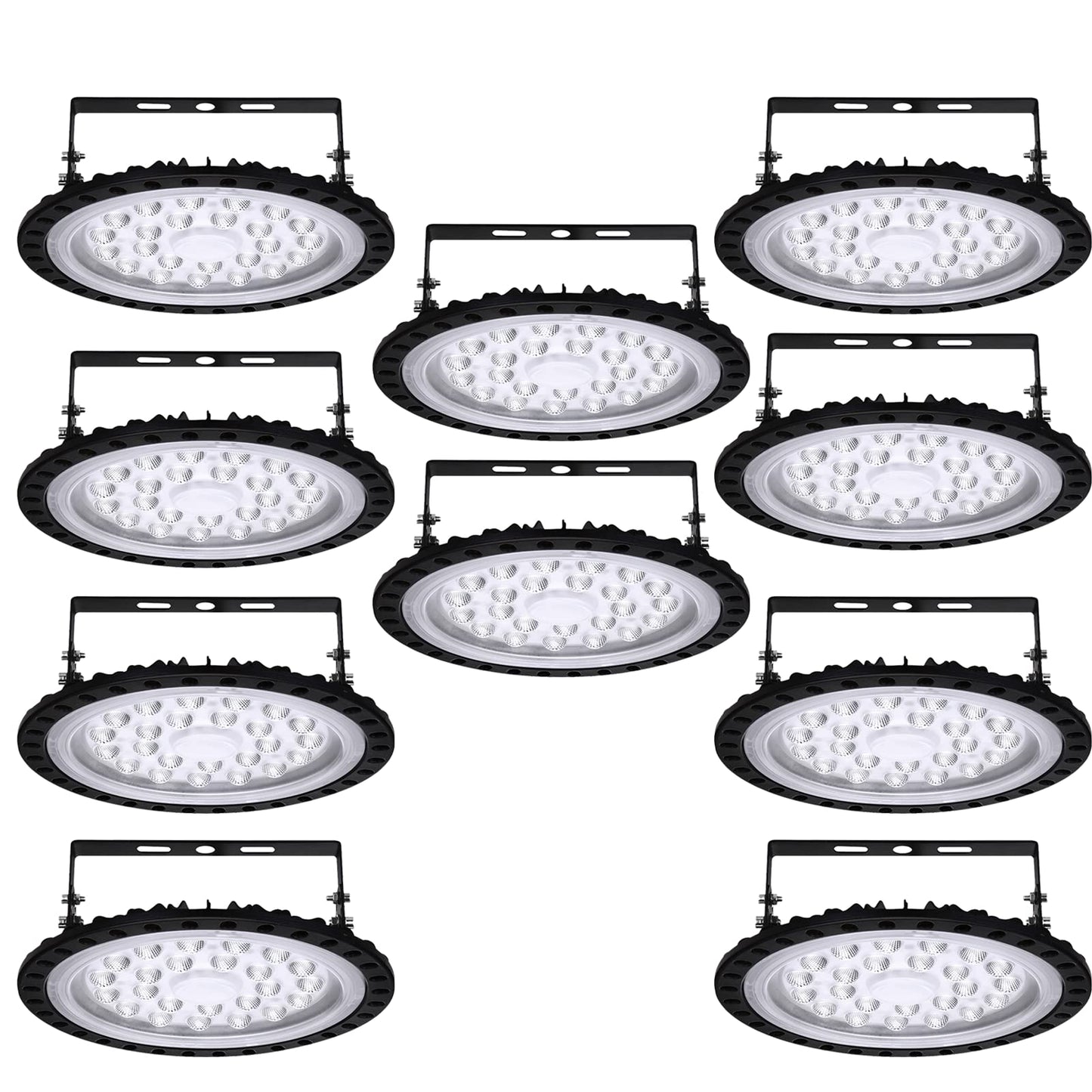 Hondony 10-Pack LED UFO Industrial Lamp, 100W LED Warehouse Light, 6500K Daylight LED High Bay Light, IP67 Waterproof UFO LED Workshop Lamp, LED Floodlight for Factory Warehouses, Stadiums, Workshops.