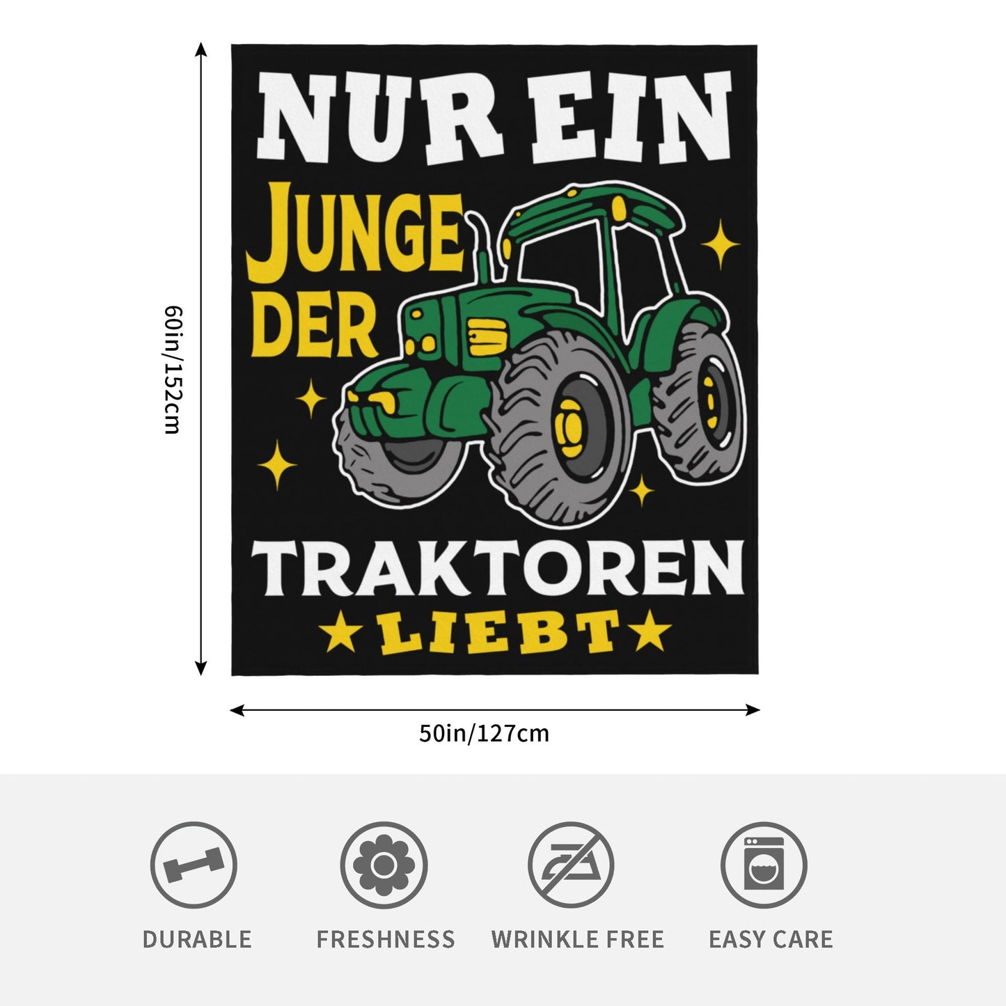REsPRO Toddler blankets for boys with tractor pattern, silk and soft throw blanket for napping at school or bed, tractor gifts for boys' birthday Christmas (130x150 cm)