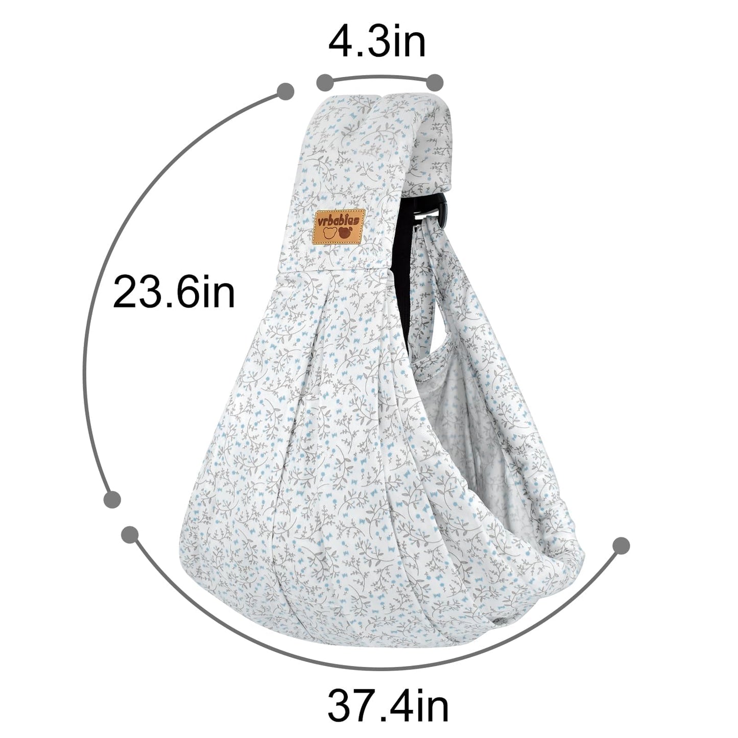 vrbabies Baby Carrier, Baby Wrap Front Carrier for newborns to toddlers, New upgraded adjustable baby carrier on one shoulder for babies 0-24 months up to 40 lbs (Small blue flower)