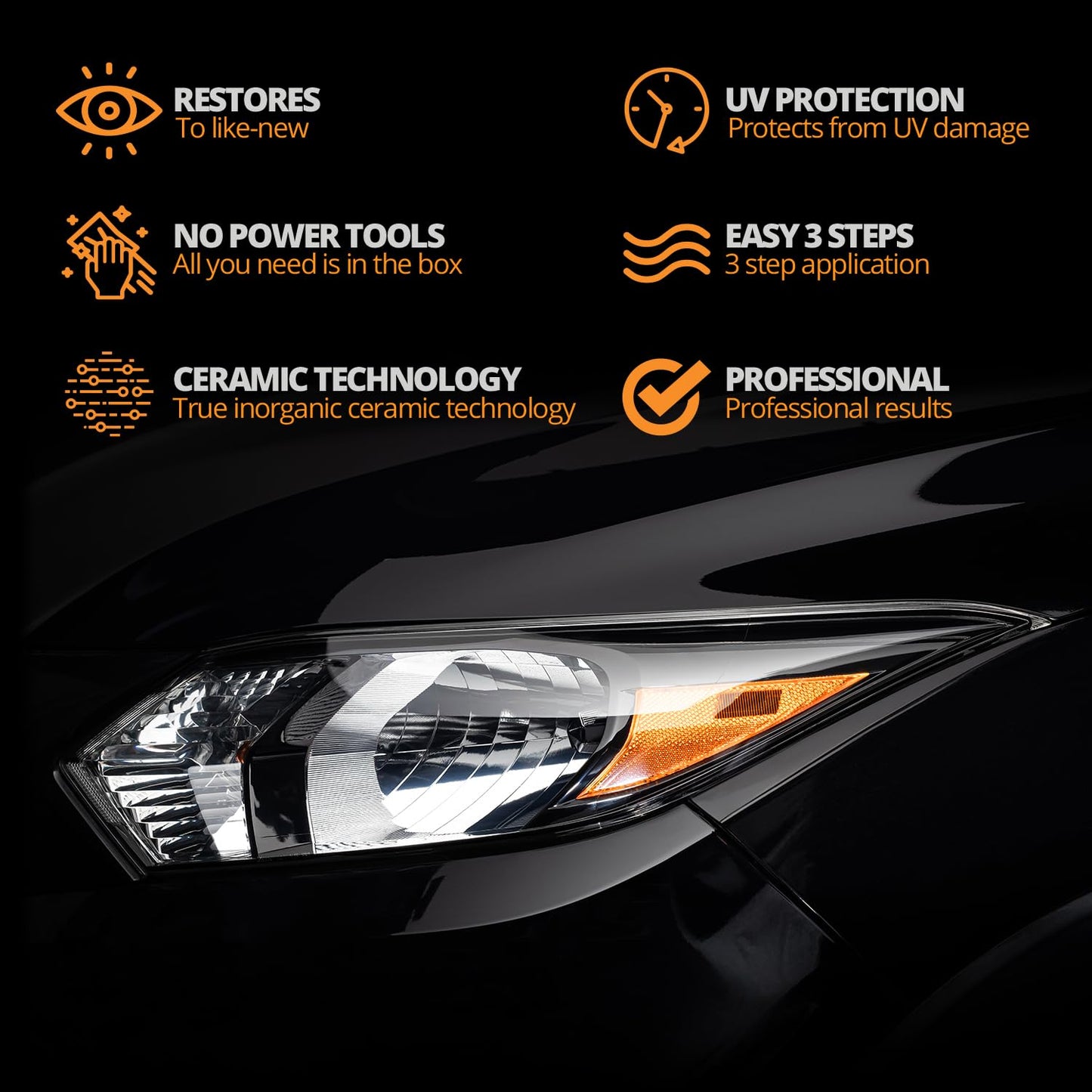 CERAKOTE Ceramic Headlight Restoration Kit - matte and cloudy headlight refurbishment set | professional ceramic coating | no power tools required | #1 in the USA