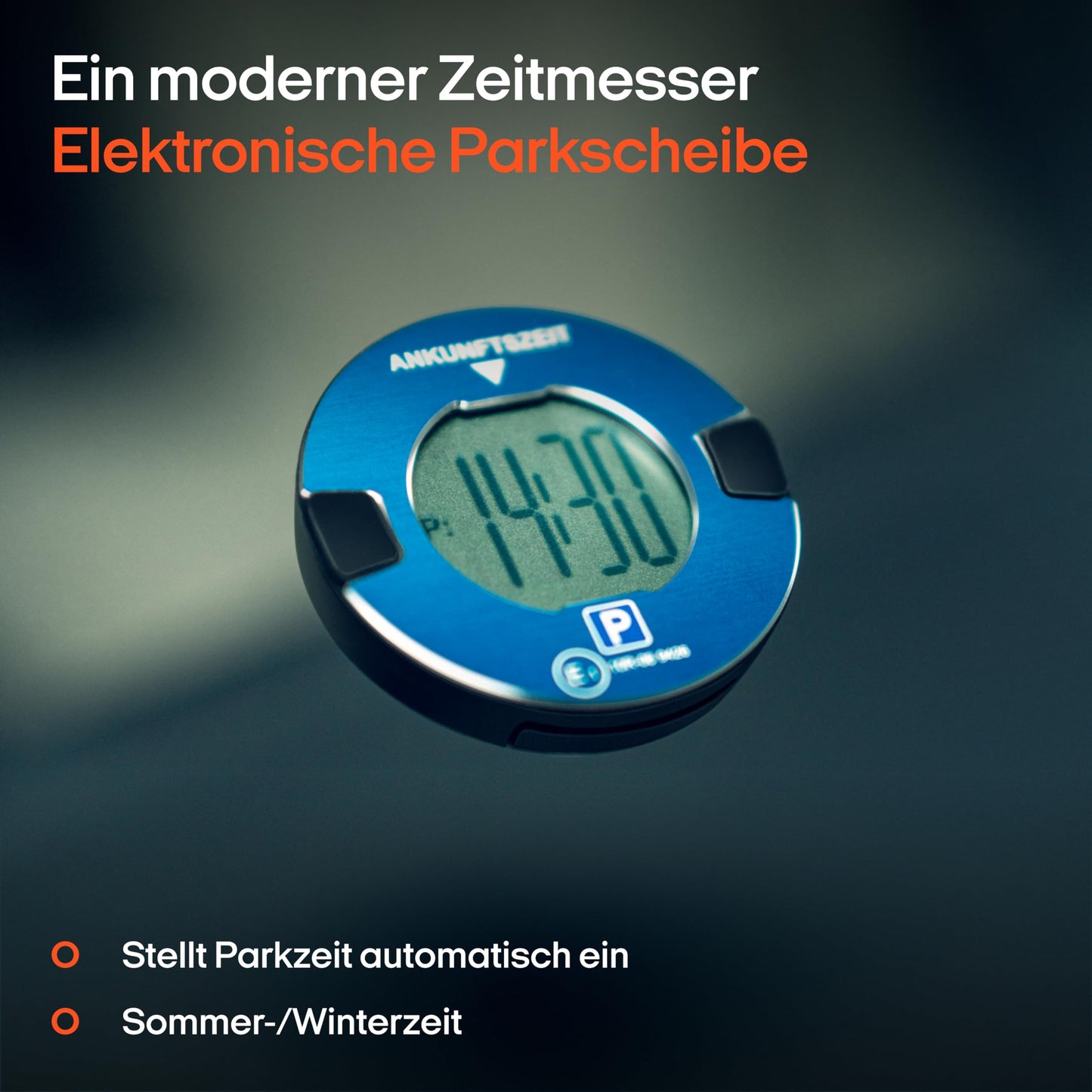 OOONO P-DISC NO1 - Electronic parking disc approved for vehicle use - Automatic digital parking disc with approval from the KBA according to the StVO - Electric parking clock approved for use in cars