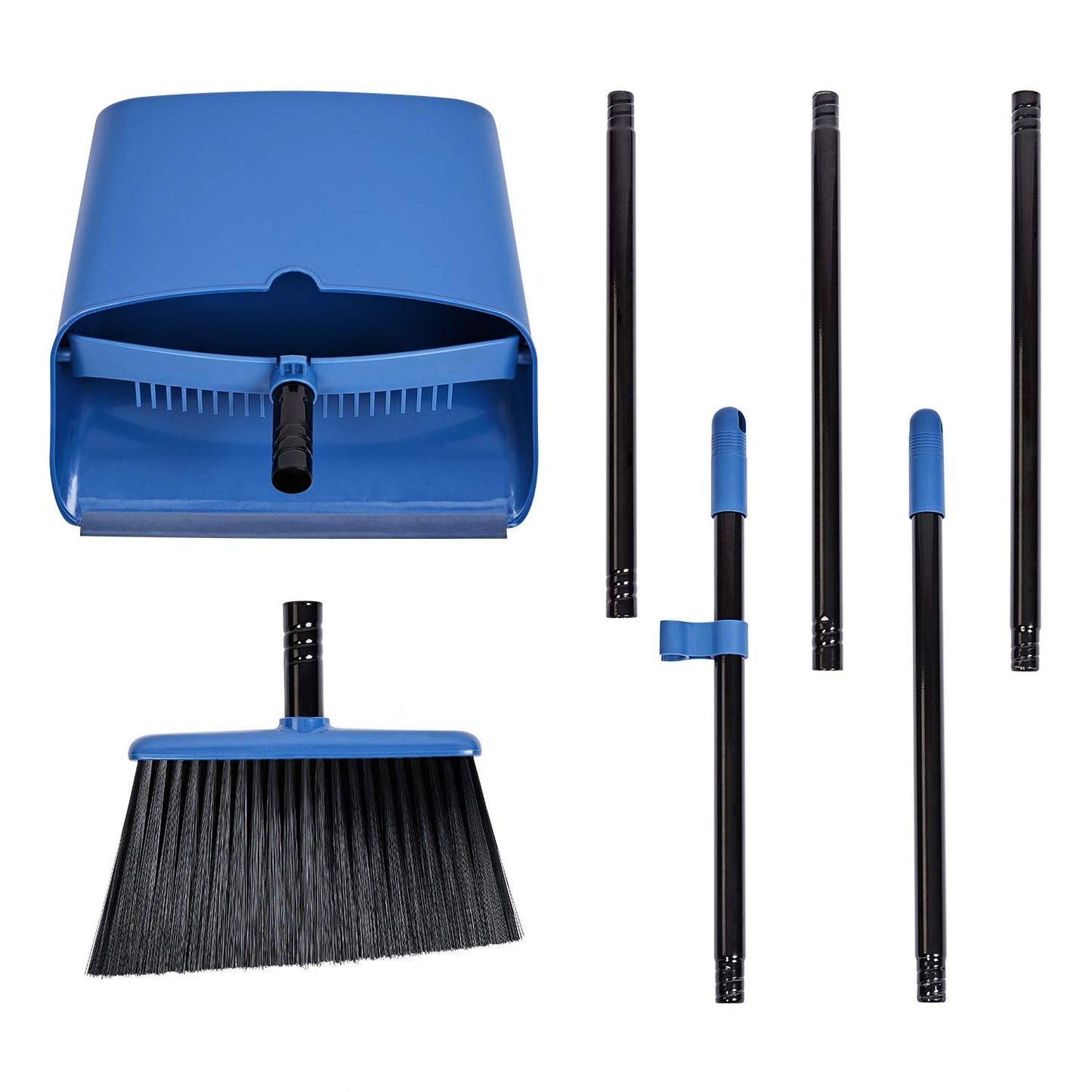 Jekayla Broom and Dustpan Set, Broom and Dustpan Combo with 137cm Long Extendable Handle for Household Cleaning, Blue