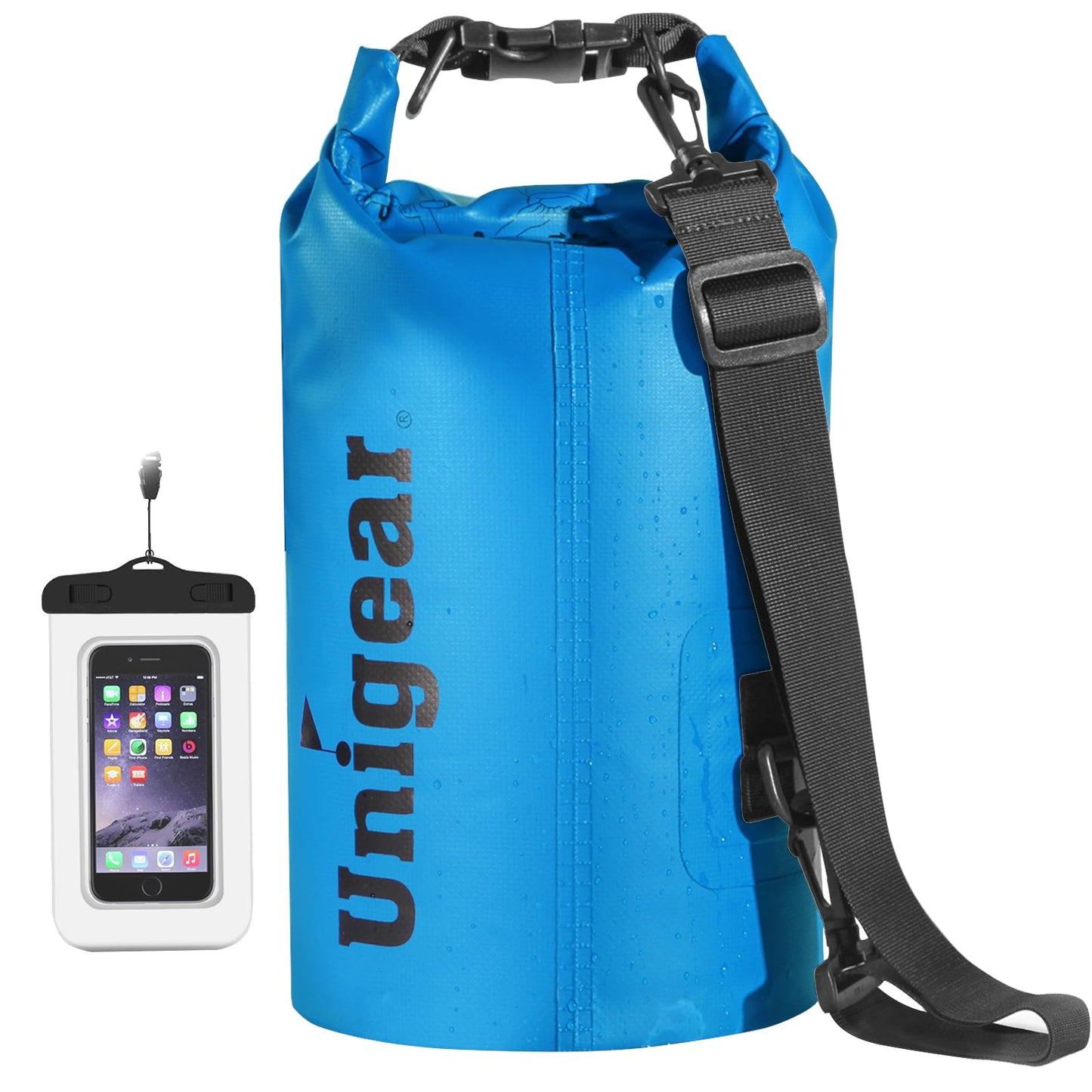 Unigear Dry Bag, 2L/5L/10L/20L/30L/40L/55L, waterproof bag waterproof bags dry sack with phone case and straps for boat and kayak, fishing, rafting, swimming, camping, and snowboarding.