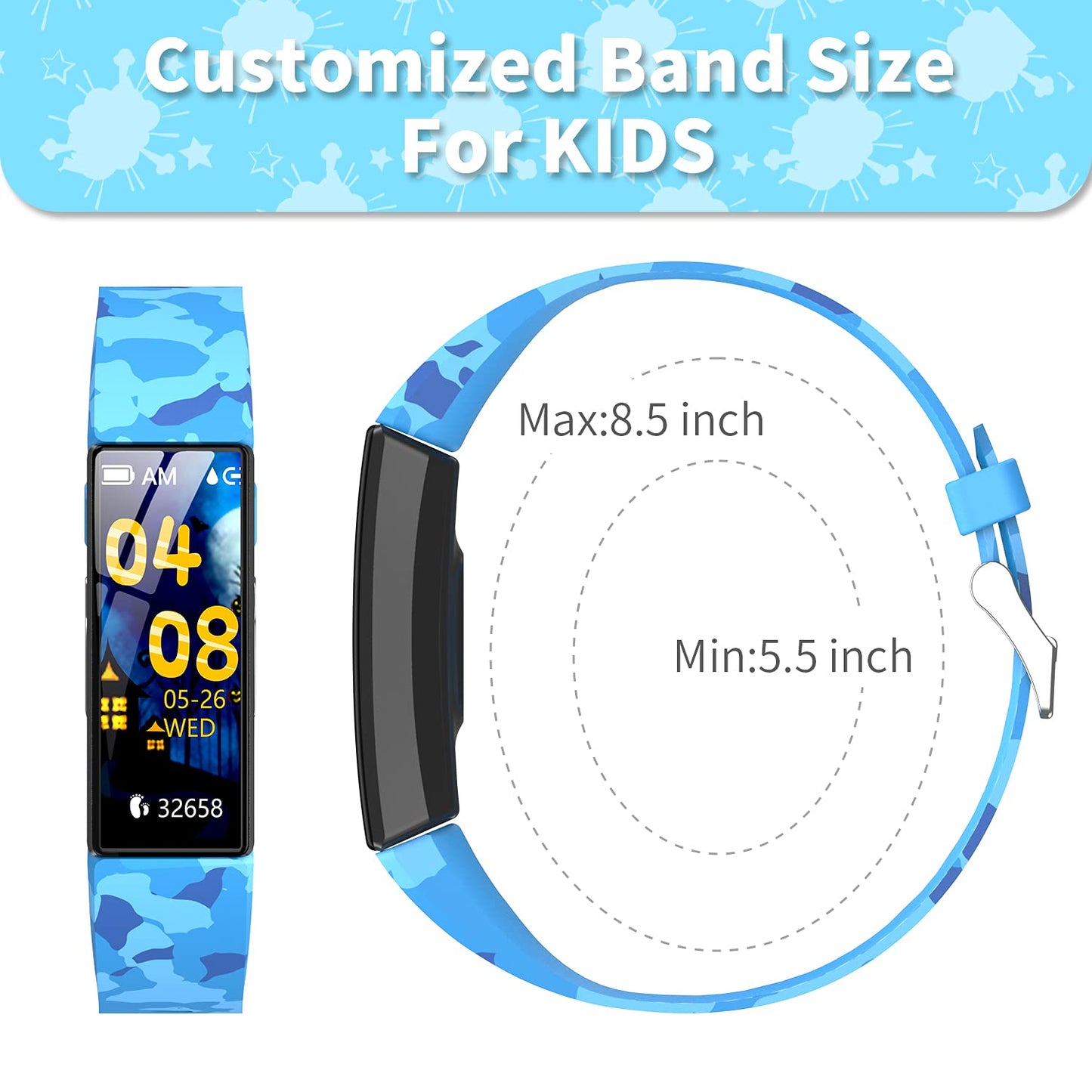 HOFIT Fitness Tracker Kids Watch with Pedometer, Heart Rate and Sleep Monitor, IP68 Waterproof, Activity Tracker with 2 Bands, Gifts for Boys and Girls.