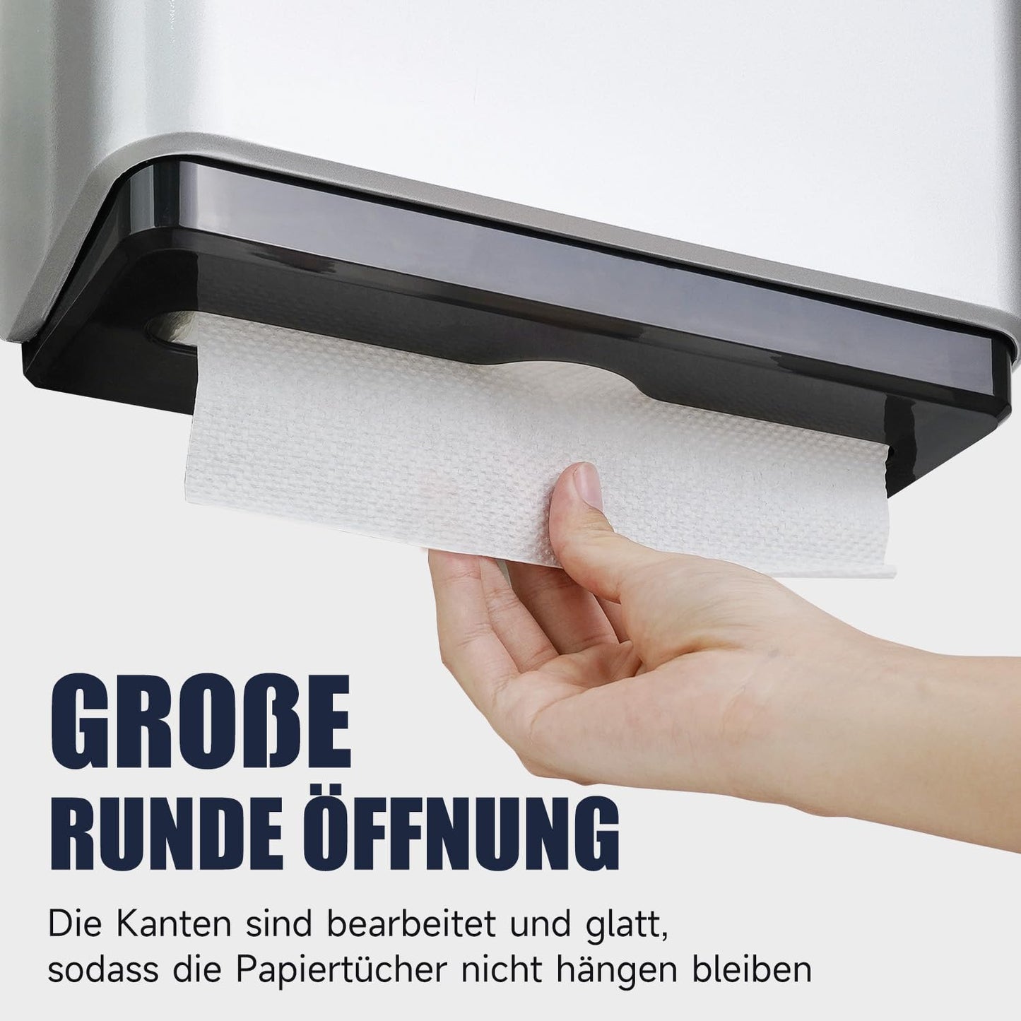 AIKE Paper Towel Dispenser Wall-Mounted without Drilling, compatible with Z/N-Fold and H2 for paper fold size 25.3 x 8 (cm) or smaller, holds 200 sheets of paper.