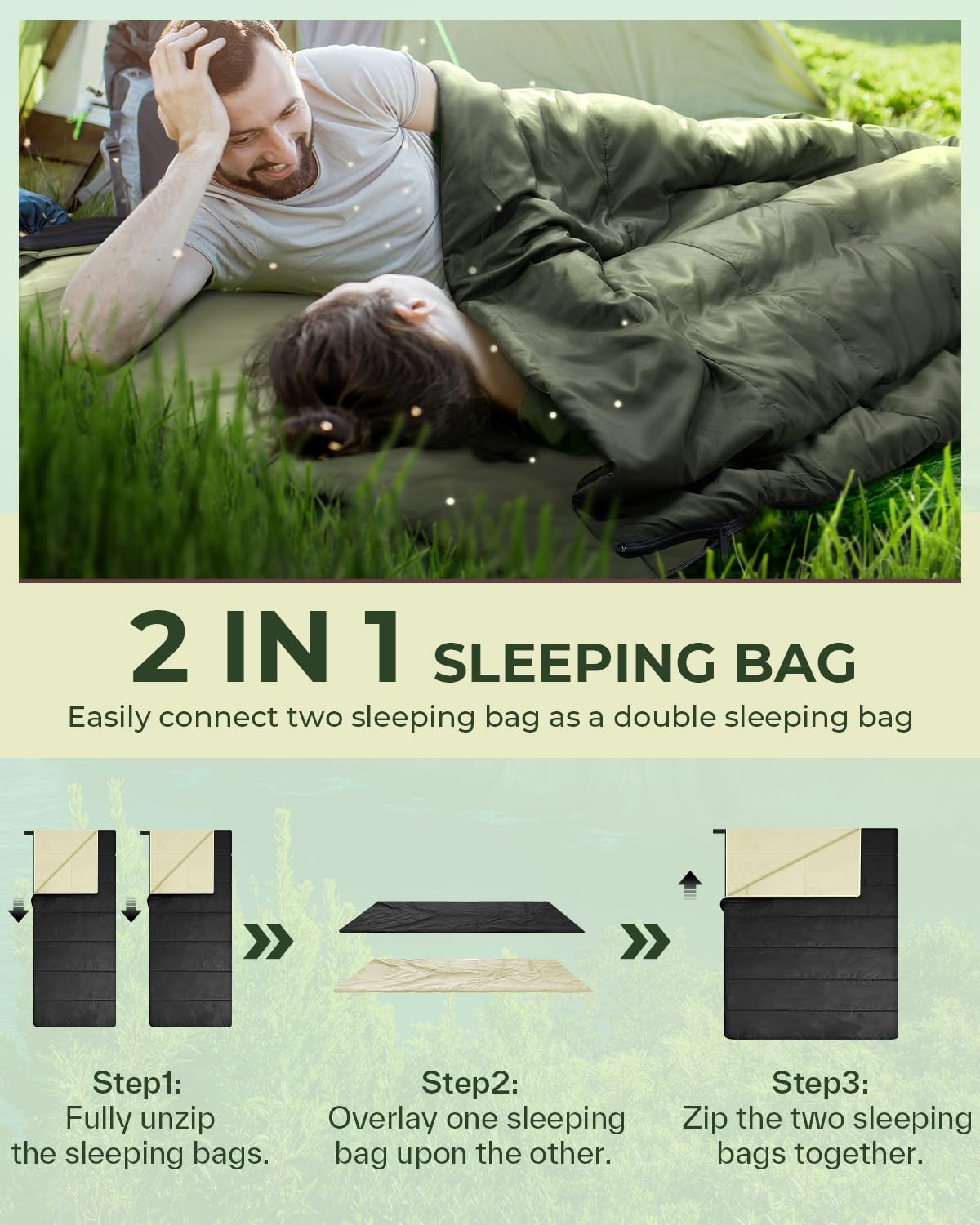 Outdoor sleeping bag, Ohuhu compact & ultralight (860g) for summer, portable lightweight waterproof blanket sleeping bag with compression sack for camping, backpacking, hiking, traveling, black