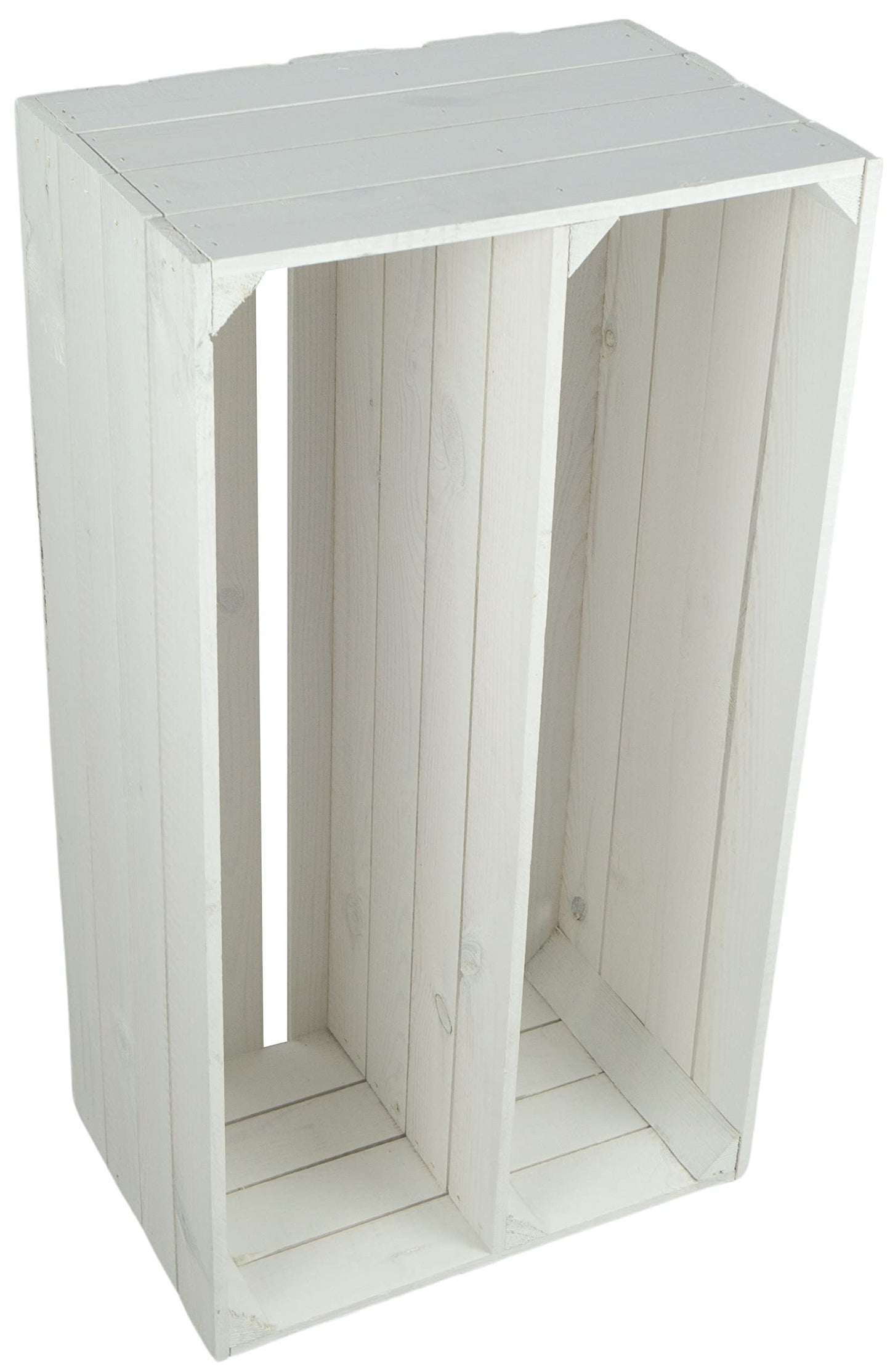 Crate set Altes Land 2 large fruit crates Tosca white/natural/flamed with long insert shelf/divider approx 75x40x26cm/ shelving apple crate/wine crate storage shelf storage crate (White)
