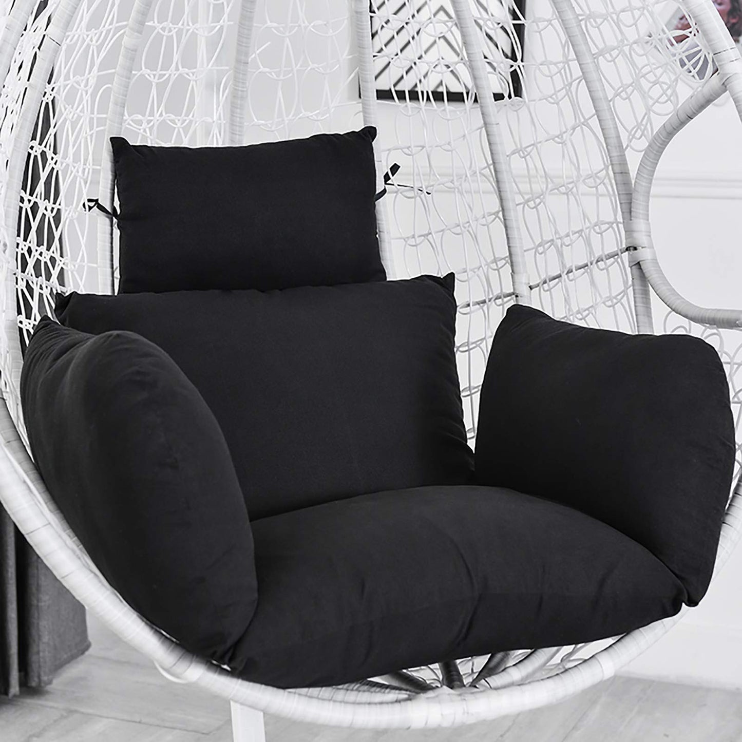 Lightakai Hanging Chair Cushion, 6D Seat Cushion for Hanging Chair Durable Swing Seat Cushion Universal Hanging Basket Cushion Chair Cushion for Indoor and Outdoor Patio, Yard, Garden (Black)