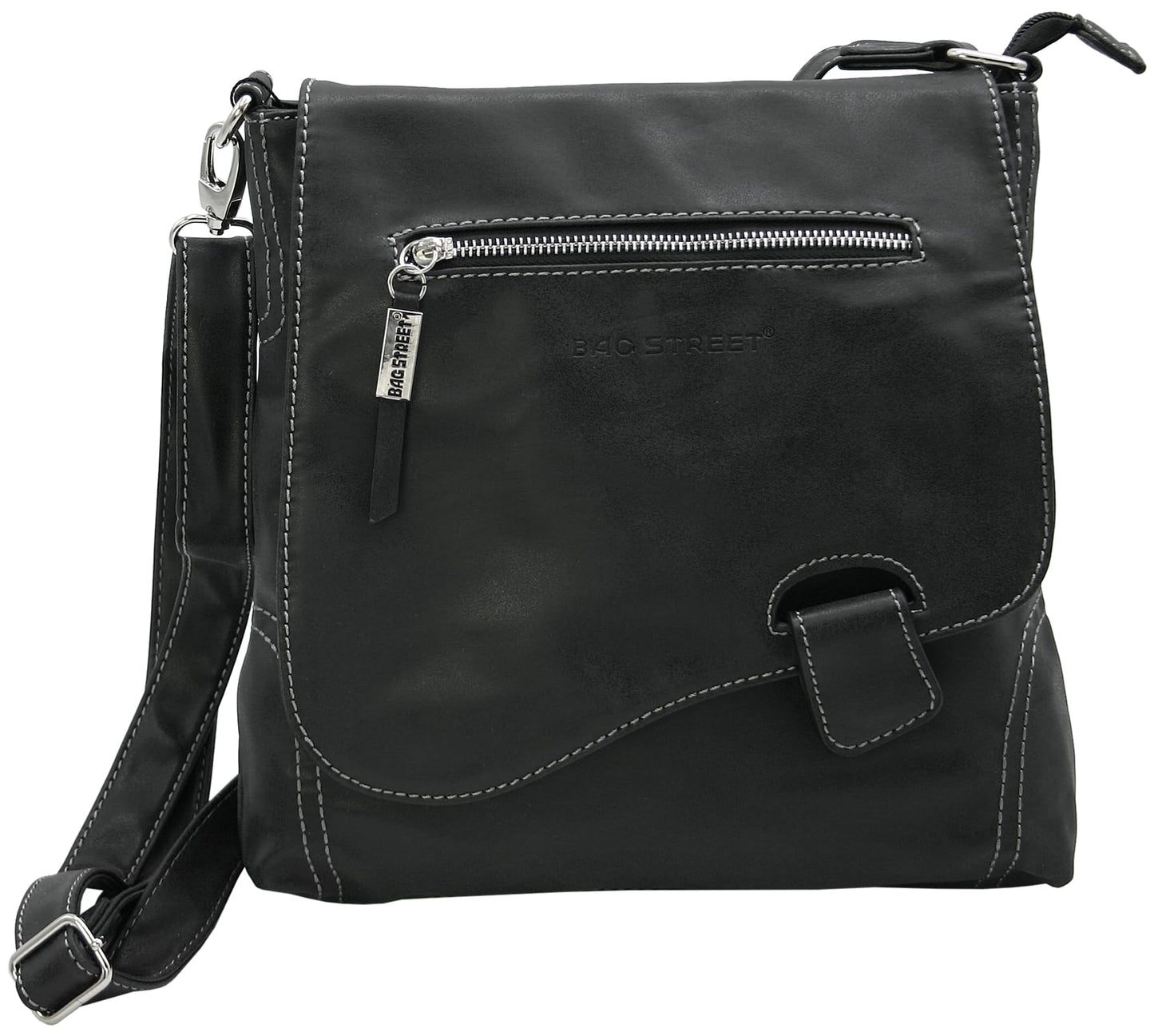 BAG STREET - Women's handbag with flap magnetic closure and zipper - 4 liters volume - Shoulder bag - Crossbody bag