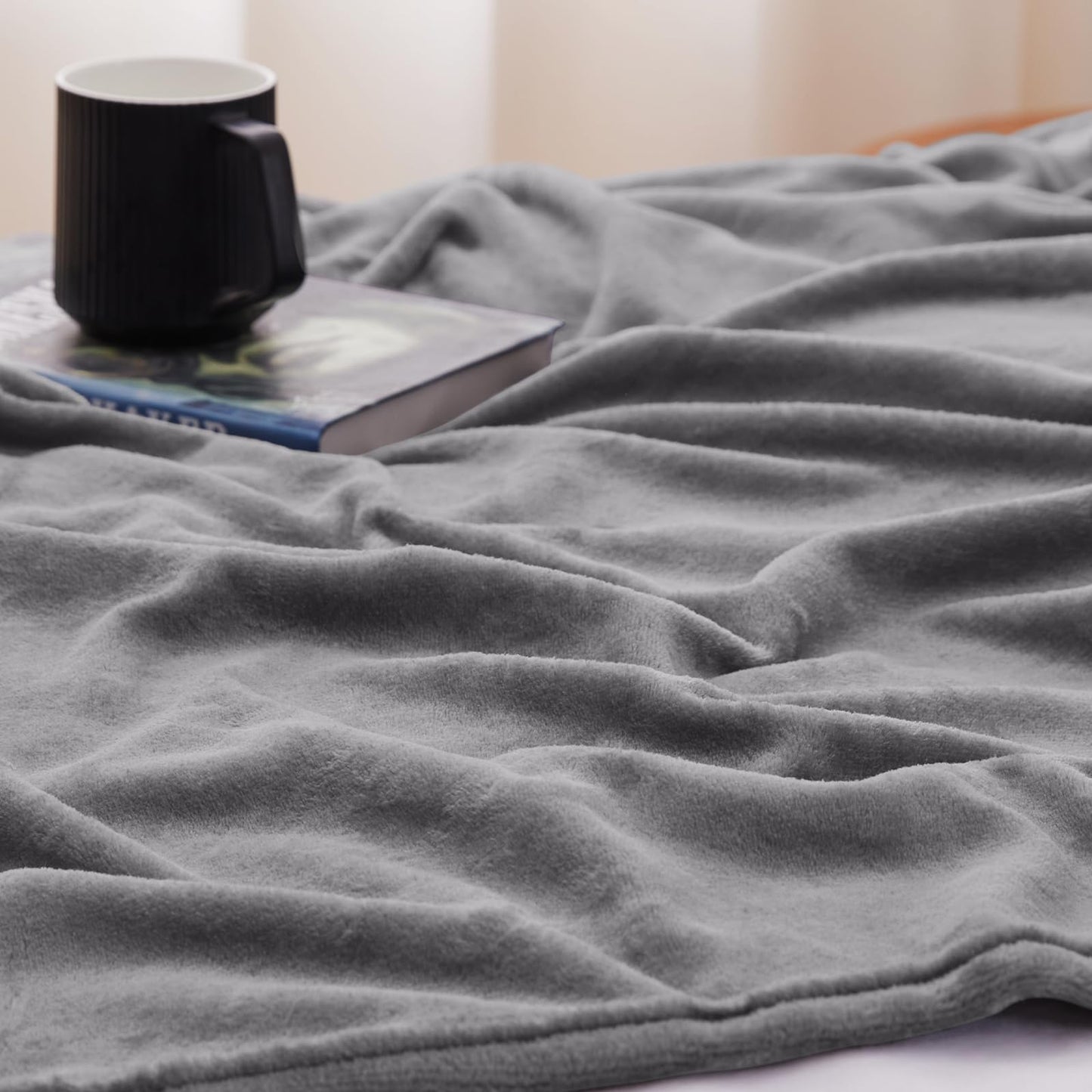 WAVVE cuddly blanket fluffy fleece blanket - sofa blanket 230x270 cm living room blanket couch blanket, gray blanket sofa light, large blanket huge sofa throw soft