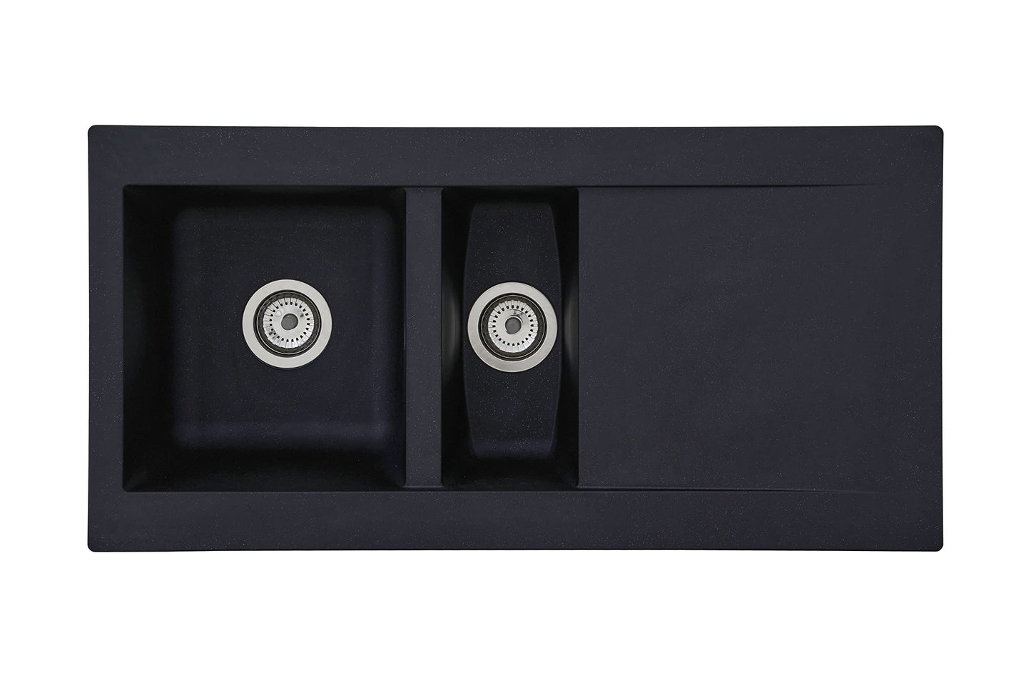 Respekta Denver Mineralite Composite Sink in Black / 1 Bowl Inset Sink in 100 x 50 cm / Sink suitable for base cabinets from 60 cm wide