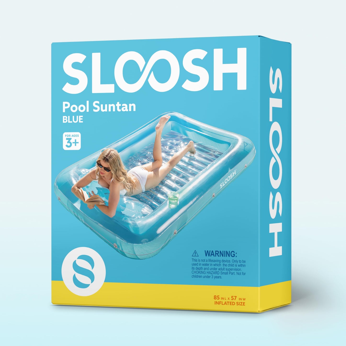 Sloosh 85" x 57" / 2.1 x 1.4m Inflatable Sun Pool Tanning Pool, Air Mattress Pool, Sunbathing with Removable Pillow, Water Pool for Adults, Summer Fun, Water Party - Blue