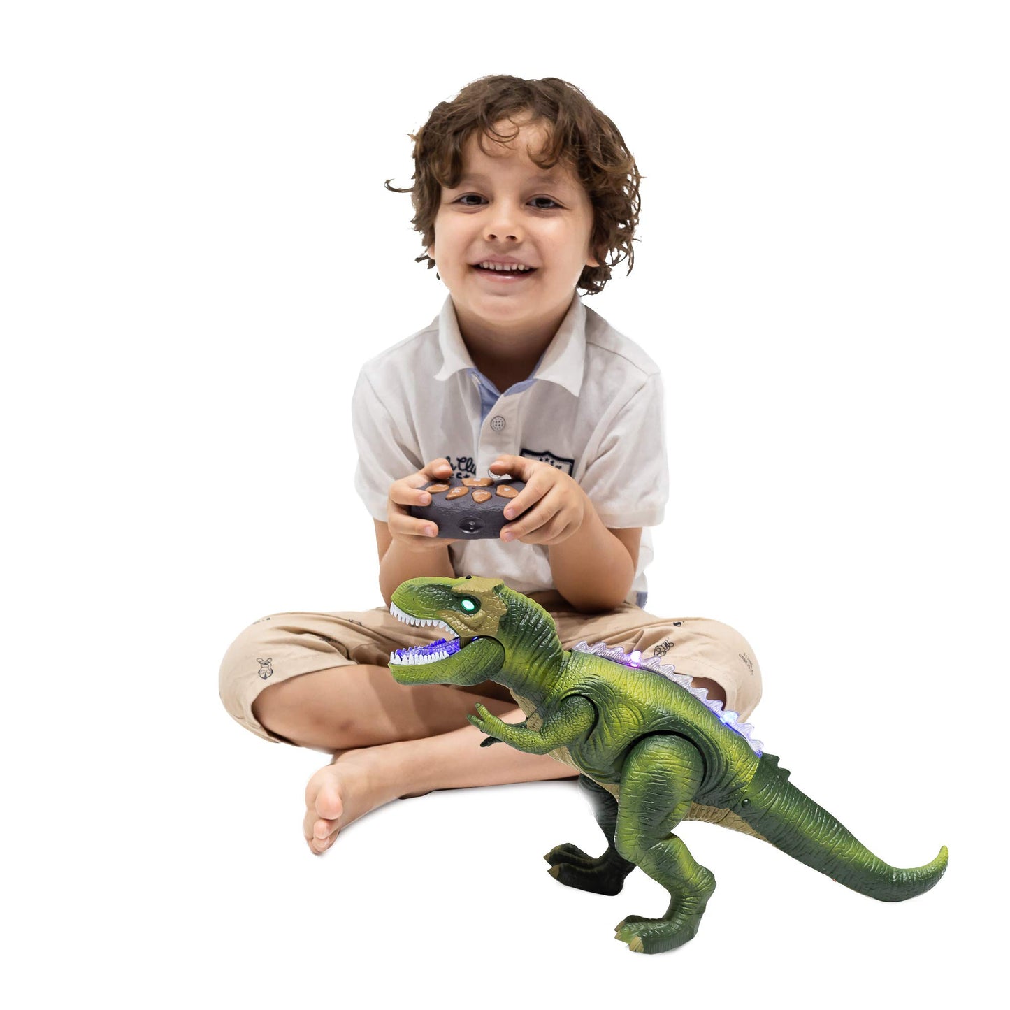 JOYIN Kids LED Remote Control Dinosaur Toy, Electronic T-Rex Dino Toy with Walking, Roaring, Light-up Eyes, and Head Shaking for Toddler Boys Girls.