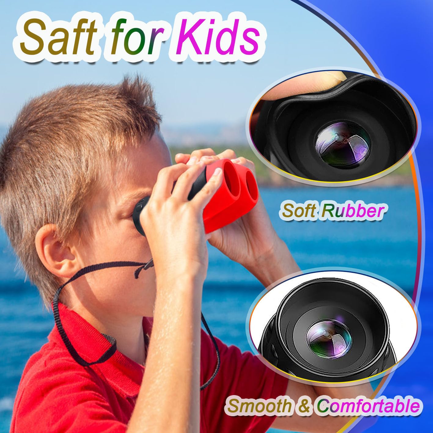JRD&BS WINL Telescope Toy for 3-12 Year Old Boys & Girls, Best-Sun Compact Waterproof Binoculars for Kids, Gifts for Teen Girls, Birthday Gift for Children, Outdoor Kids Toys (Red)