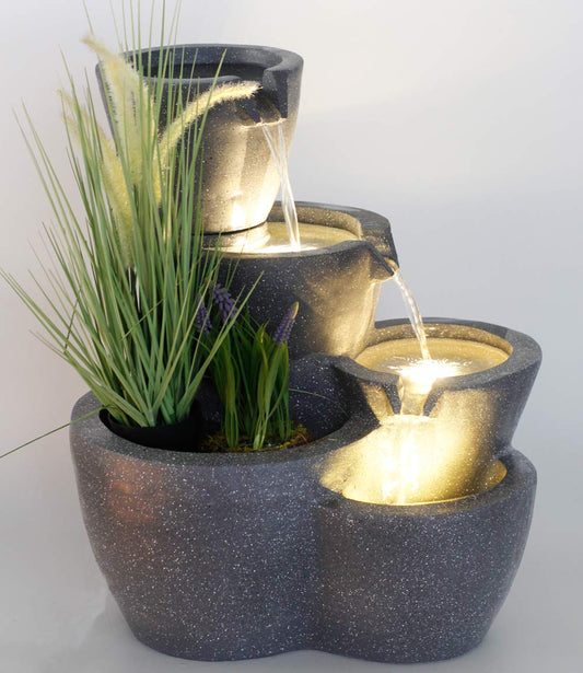 Indoor fountain with lighting Botana garden fountain plantable fountain terrace fountain (LED: warm white)