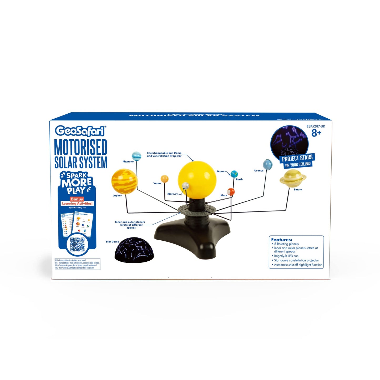 Learning Resources GeoSafari® Solar System Toy with motor & light, Ages 8+, glowing planet model, spins & projects starry sky, educational toy for kids