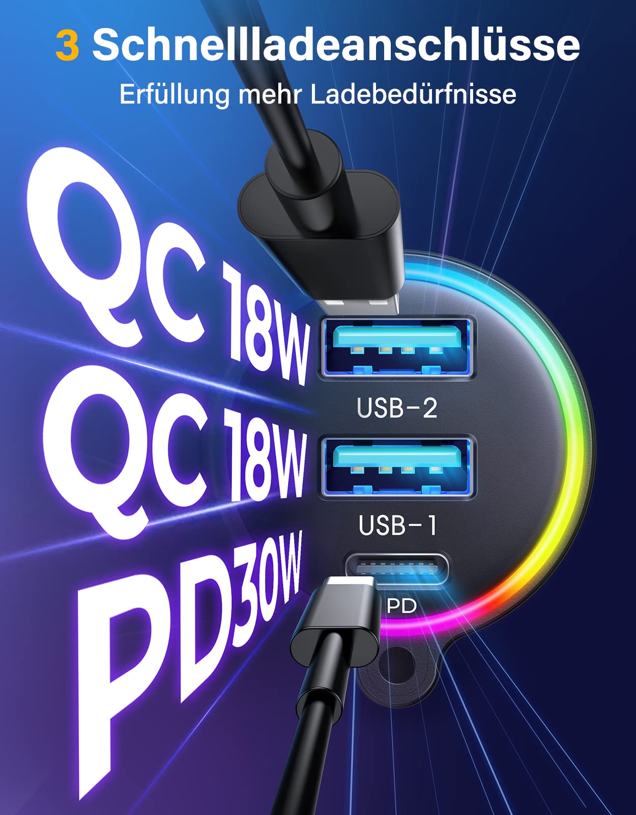 JOYROOM 66W Bluetooth 5.4 Adapter for Car【Bass Boosted & Hi-Fi】Music FM Transmitter Car Bluetooth【30W PD & 2*18W QC 3.0】Hands-Free Car Charger Cigarette Lighter Support Aux & TF Card