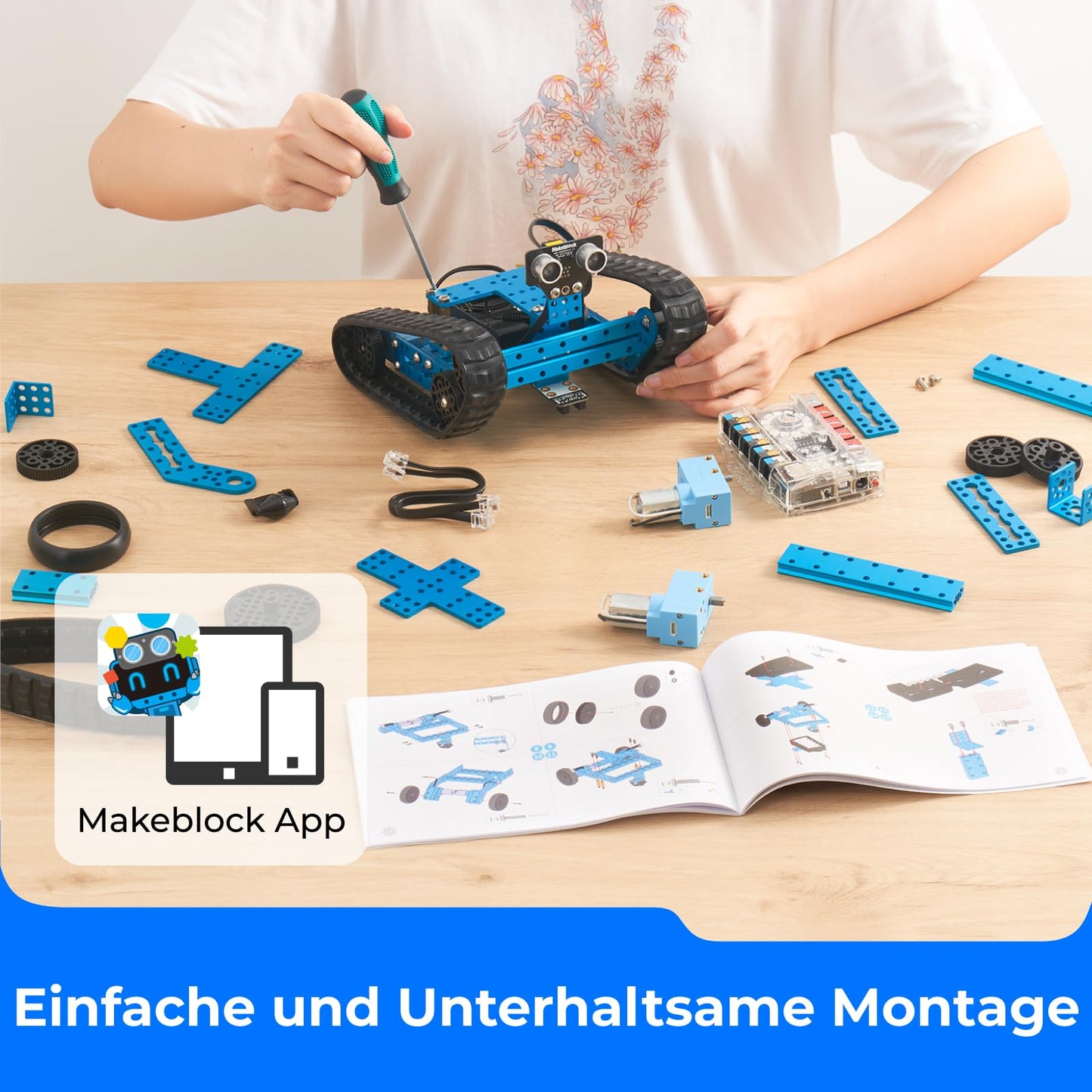 Makeblock mBot Ranger is a programmable 3-in-1 robot kit for kids aged 8 and up. This app-controlled robot toy can be programmed with Scratch/Arduino.