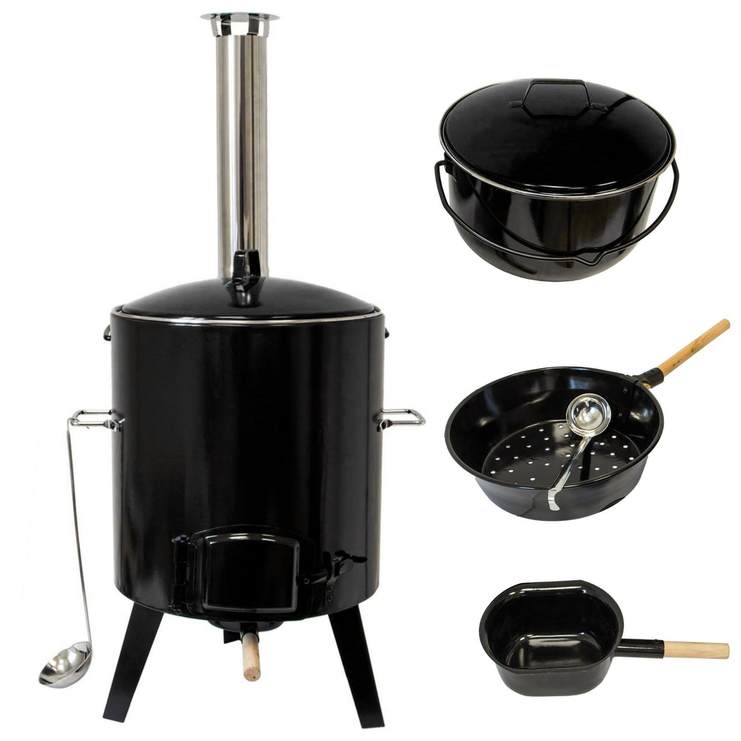 NATIVE Goulash cannon | Goulash kettle with 14 L | One-pot stove for cooking without electricity and gas | Rocket stove for crisis preparedness | Wood stove with extensive cooking accessories