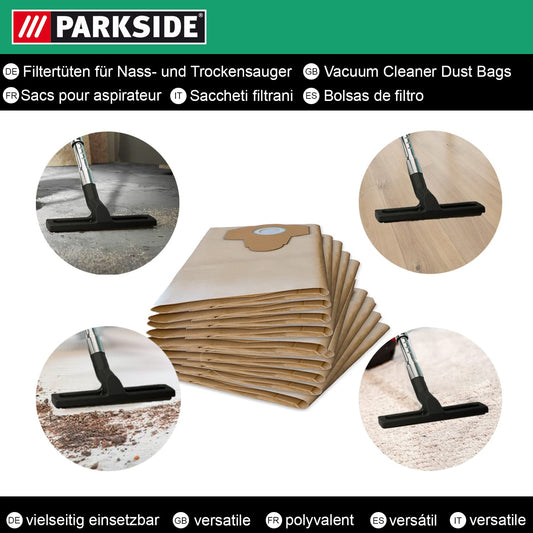 10 original Parkside Lidl dust bags for wet-dry vacuums PWD 25, 30, PNTS 23, 30, 1400, 1500 A1, A2, B1, C1, D1, B2, B3, E2, C4, D5, F2, H4.