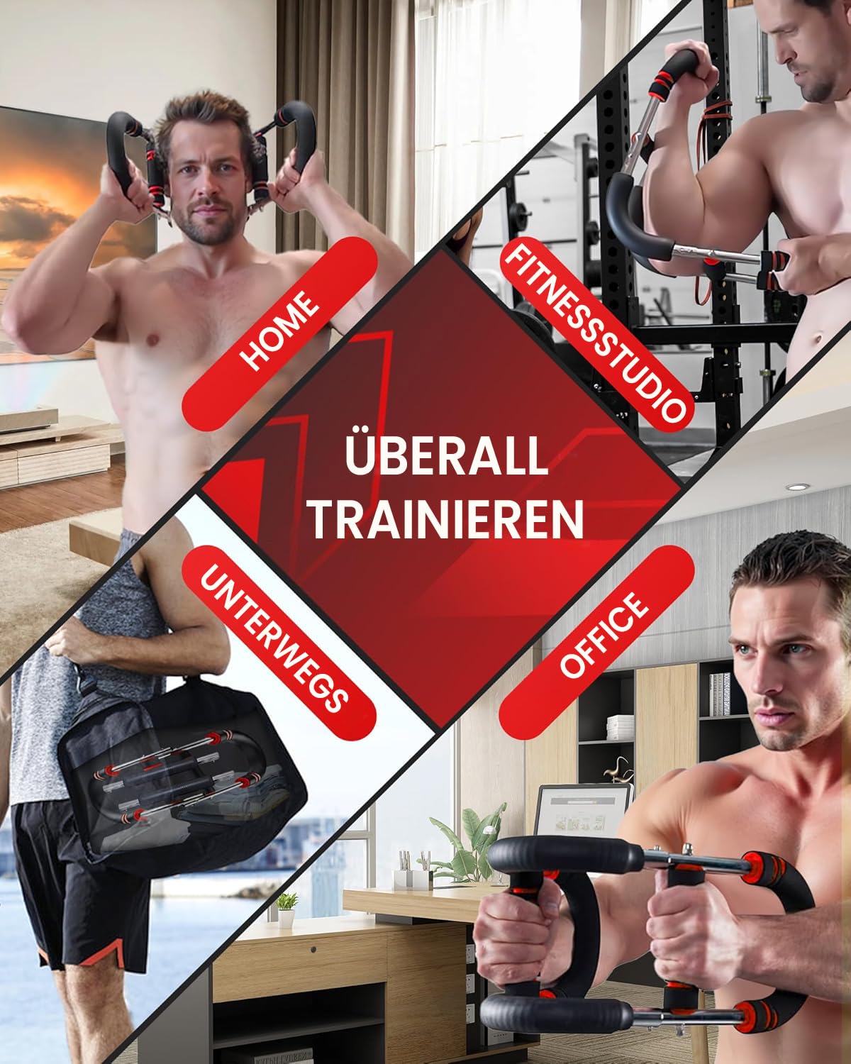 Twister Arm Trainer - Adjustable Chest Exercise Device (30-50 kg / 70-110 lb), Portable Power Twister Bar with detachable design - Fitness exercises anywhere Fitness equipment for home