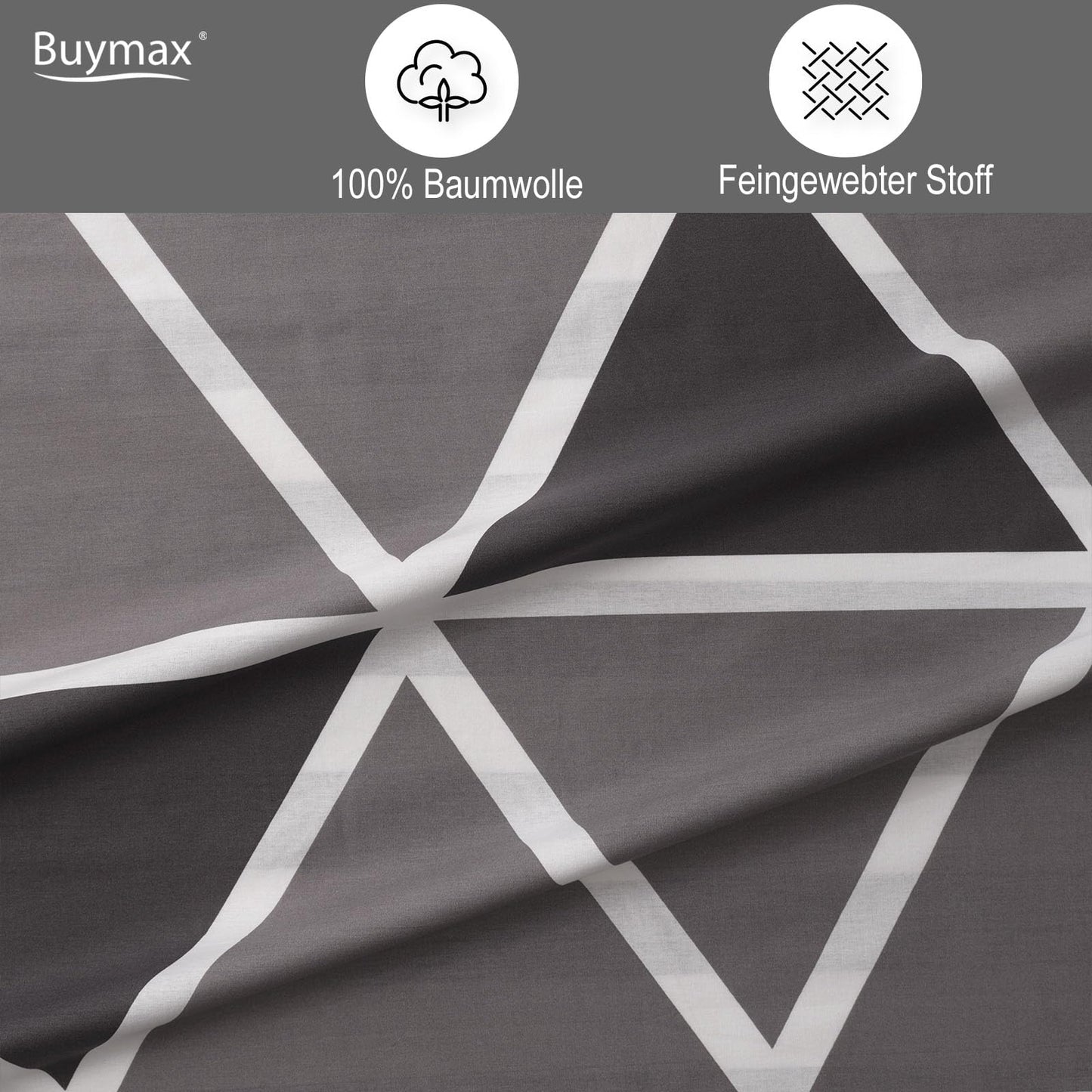 Buymax® bedding 135x200 100% cotton 2-piece duvet cover - bedding sets 135 x 200cm 1 x pillowcase 80x80cm, ÖKO-TEX Renforcé duvet cover set with zipper