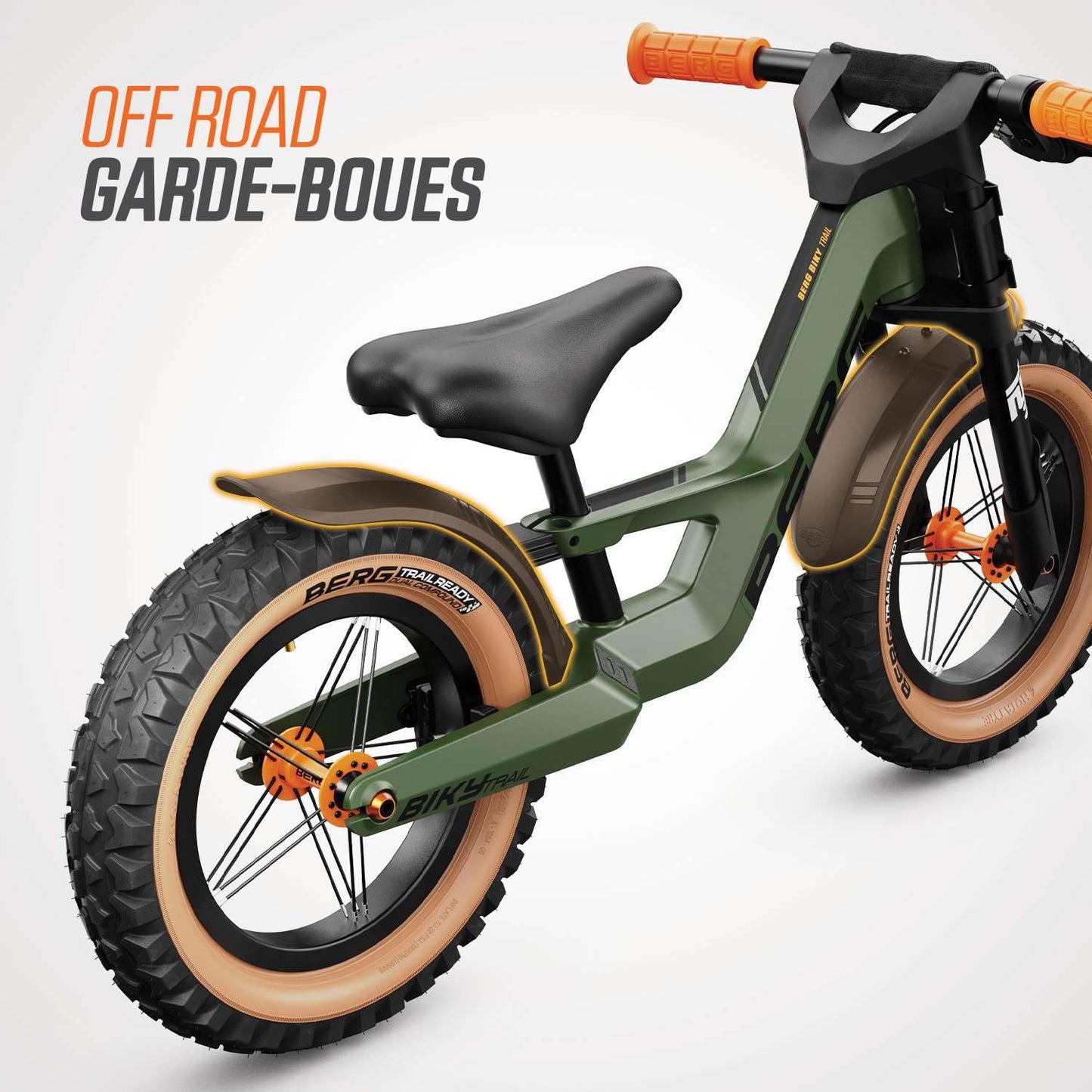 Mountain Biky Trail balance bike with hand brake for ages 2 and up, air tires, magnesium frame, 12 inch, kids bike for boys and girls, adjustable saddle height.