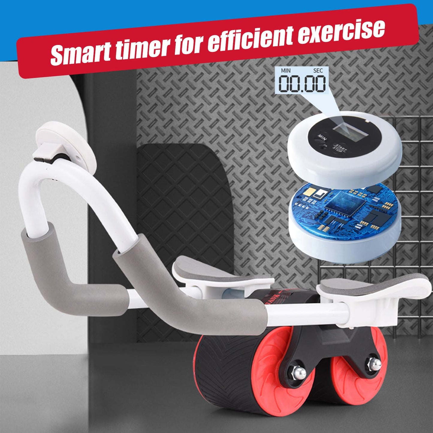 Ab Roller Wheel for Core Trainer, Ab Roller Abdominal Trainer, Automatic Rebound Ab Roller, Ab Roller with Timer, Ab Trainer with Knee Mat, Ab Roller Roller for Home Gym.