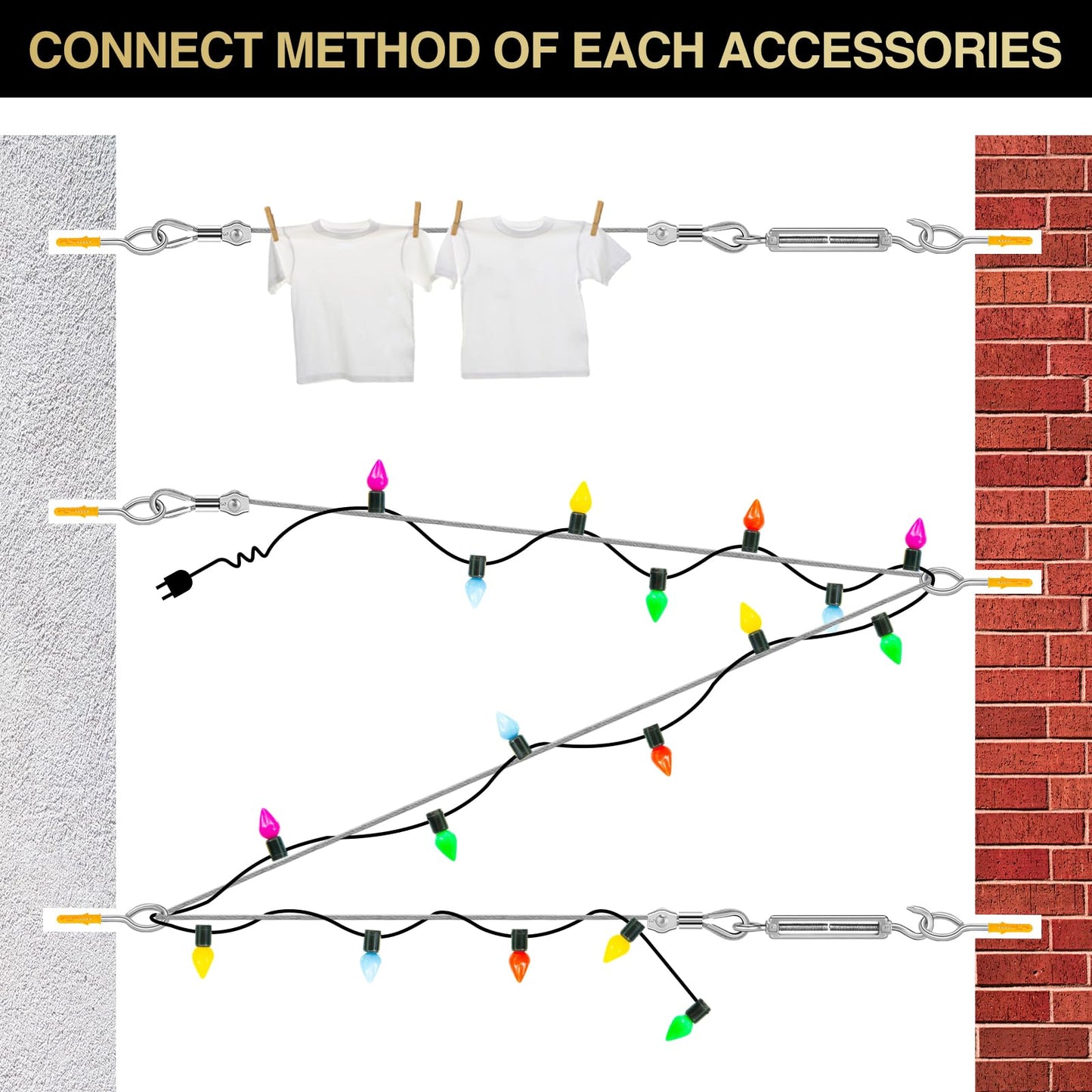 DIYLAND Wire Rope Trellis Set 35M/2mm Stainless Steel Wire Rope Set for Climbing Plants, Wire Rope Kit for Lamp Suspension, Curtain Wire, including Stainless Steel Wire Rope Clamp.