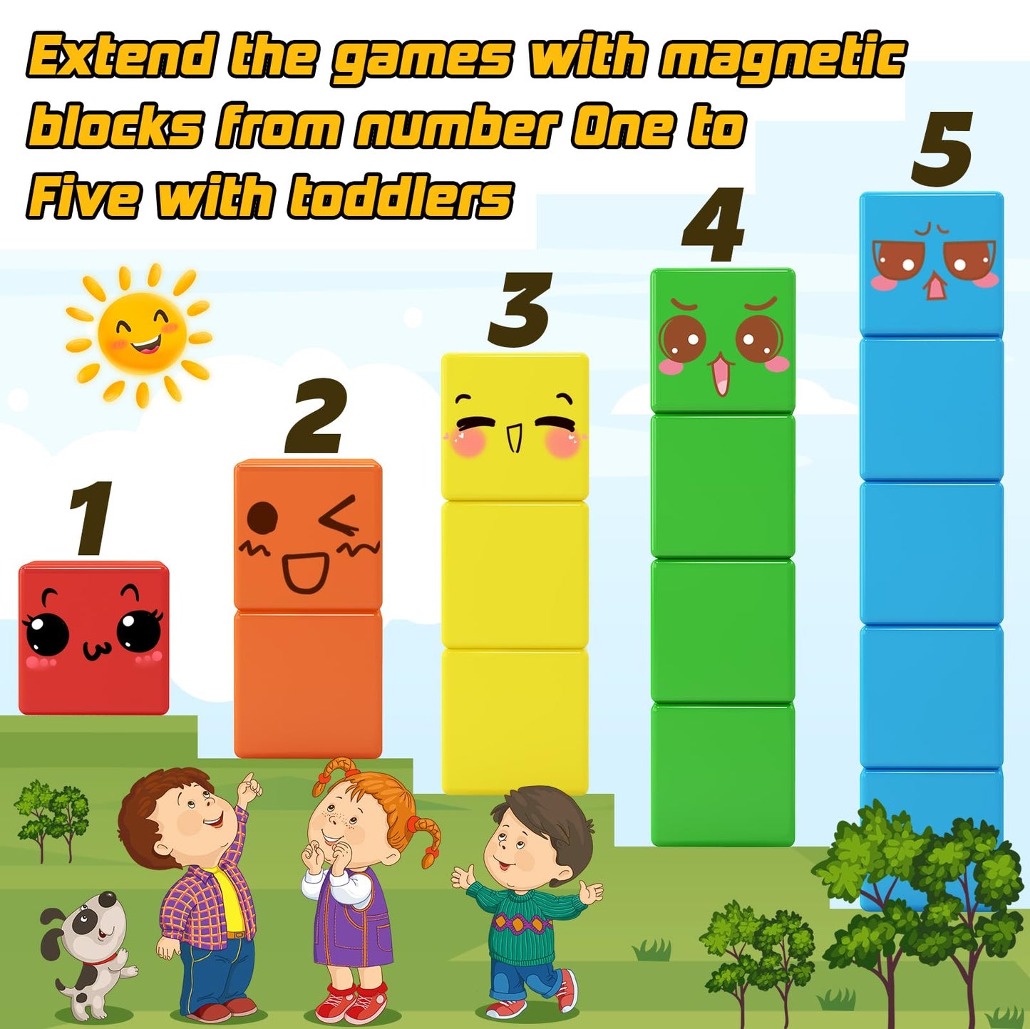 Toylogy Magnetic Building Blocks for toddler toys, Pure Magnetic World Edition Toys for Sensorial STEM Education Preschool Magnet Toys for 3 4 5 6 Year Old Boys and Girls